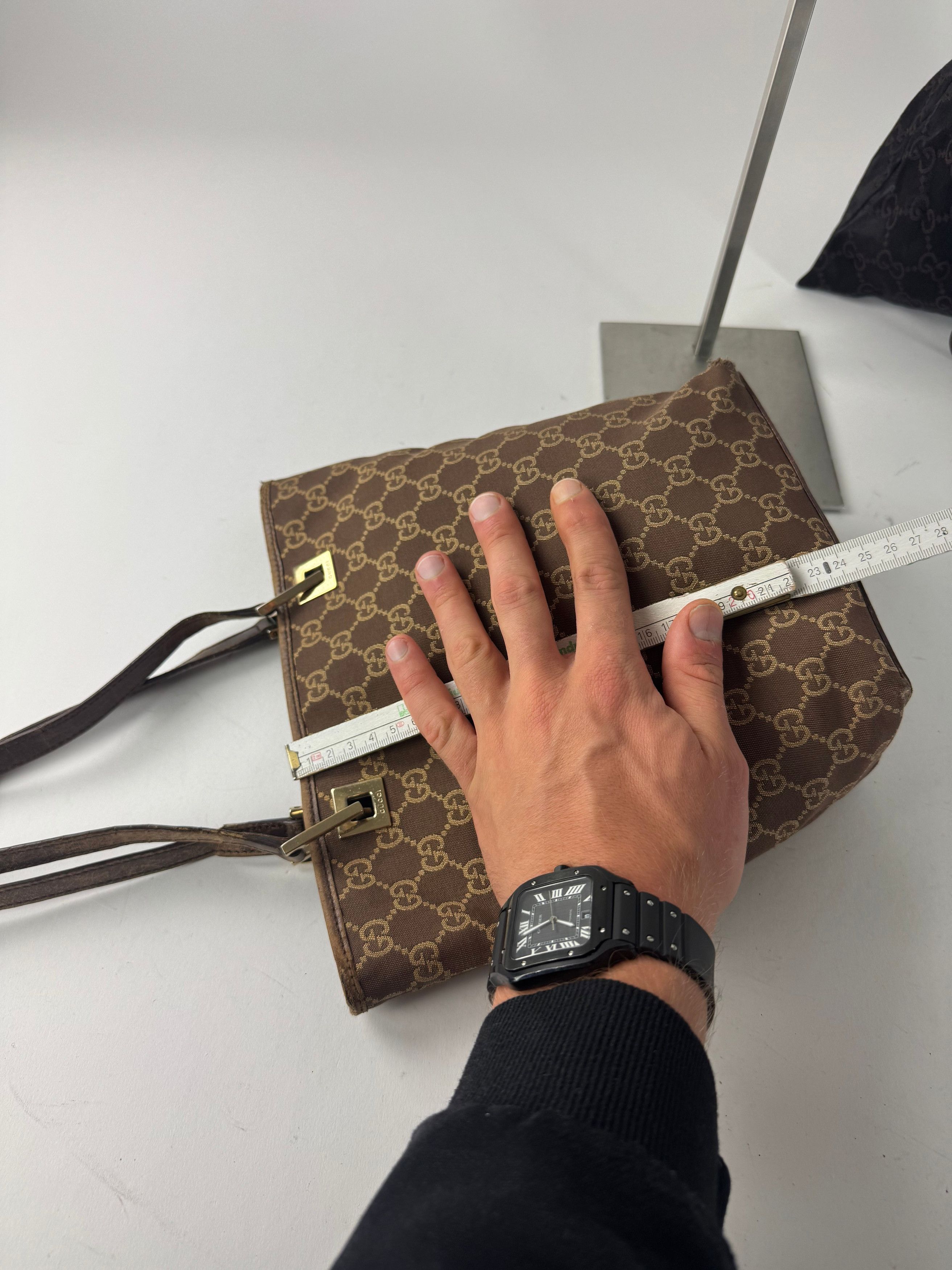 Gucci Vintage Monogram Mini Tote Bag Gold Brown Size ONE SIZE - 13 Thumbnail