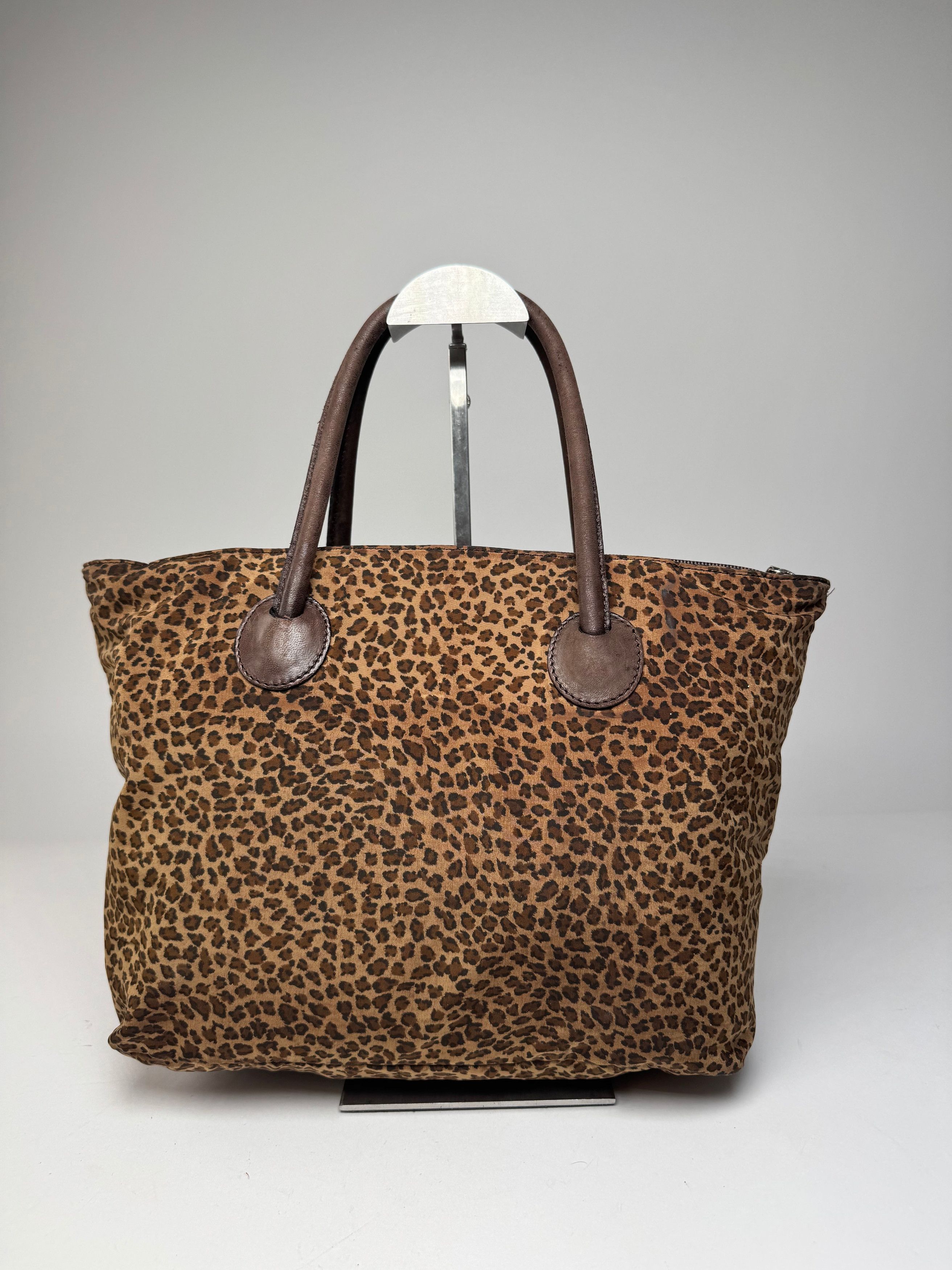 Bottega Veneta Vintage Polyester Handbag Leopard Brown Size ONE SIZE - 2 Thumbnail
