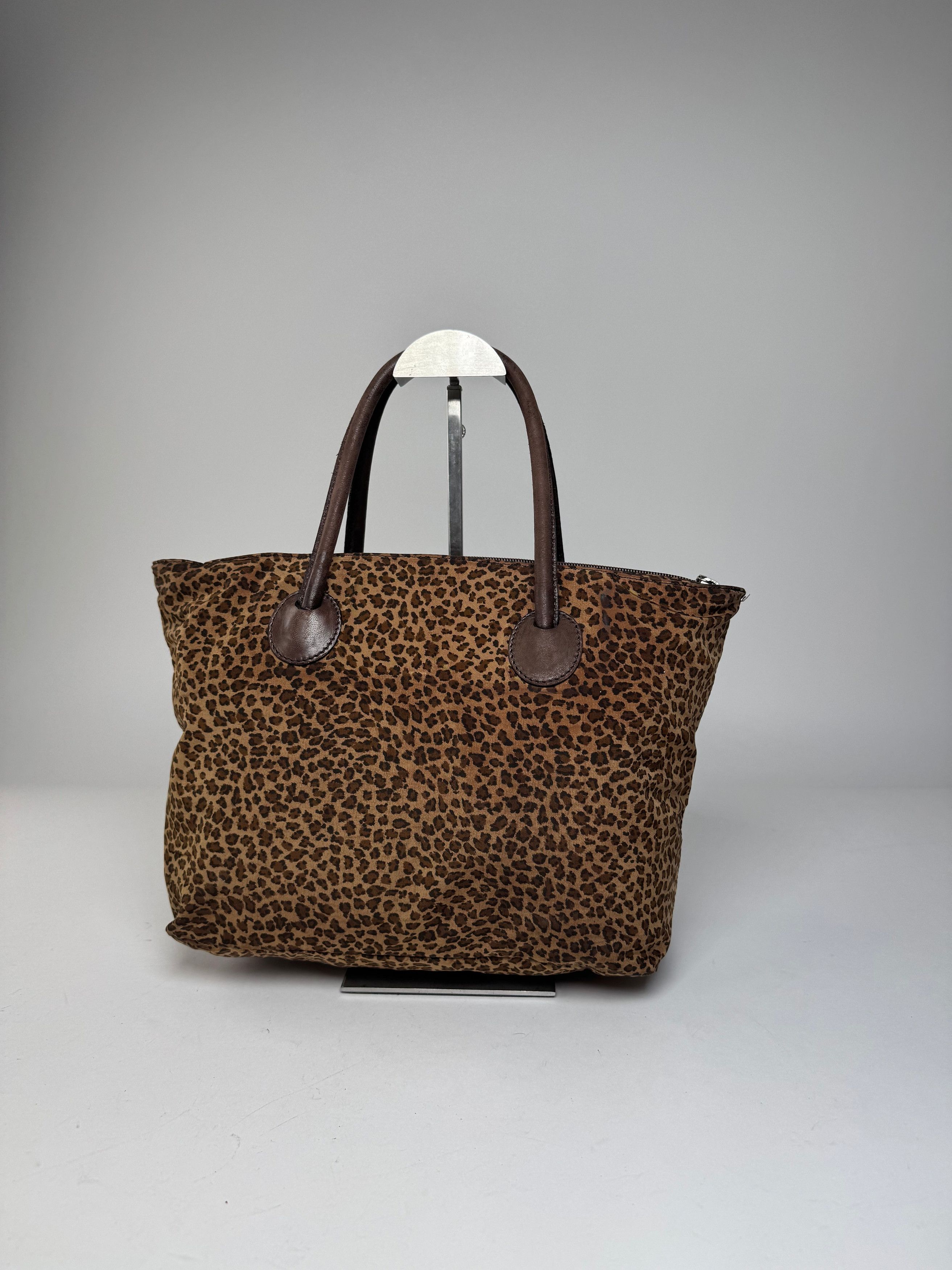 Bottega Veneta Vintage Polyester Handbag Leopard Brown Size ONE SIZE - 9 Thumbnail