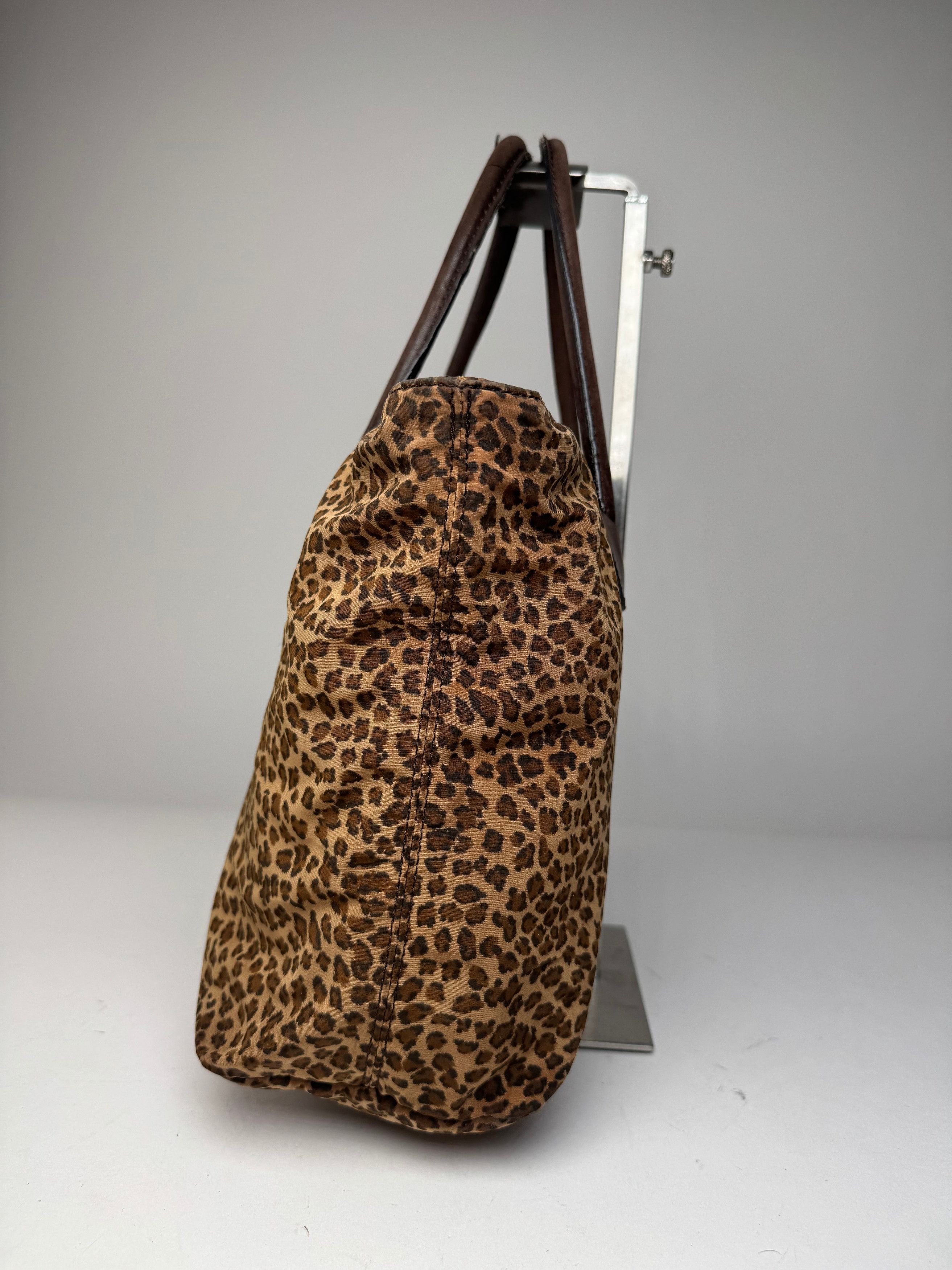 Bottega Veneta Vintage Polyester Handbag Leopard Brown Size ONE SIZE - 8 Thumbnail