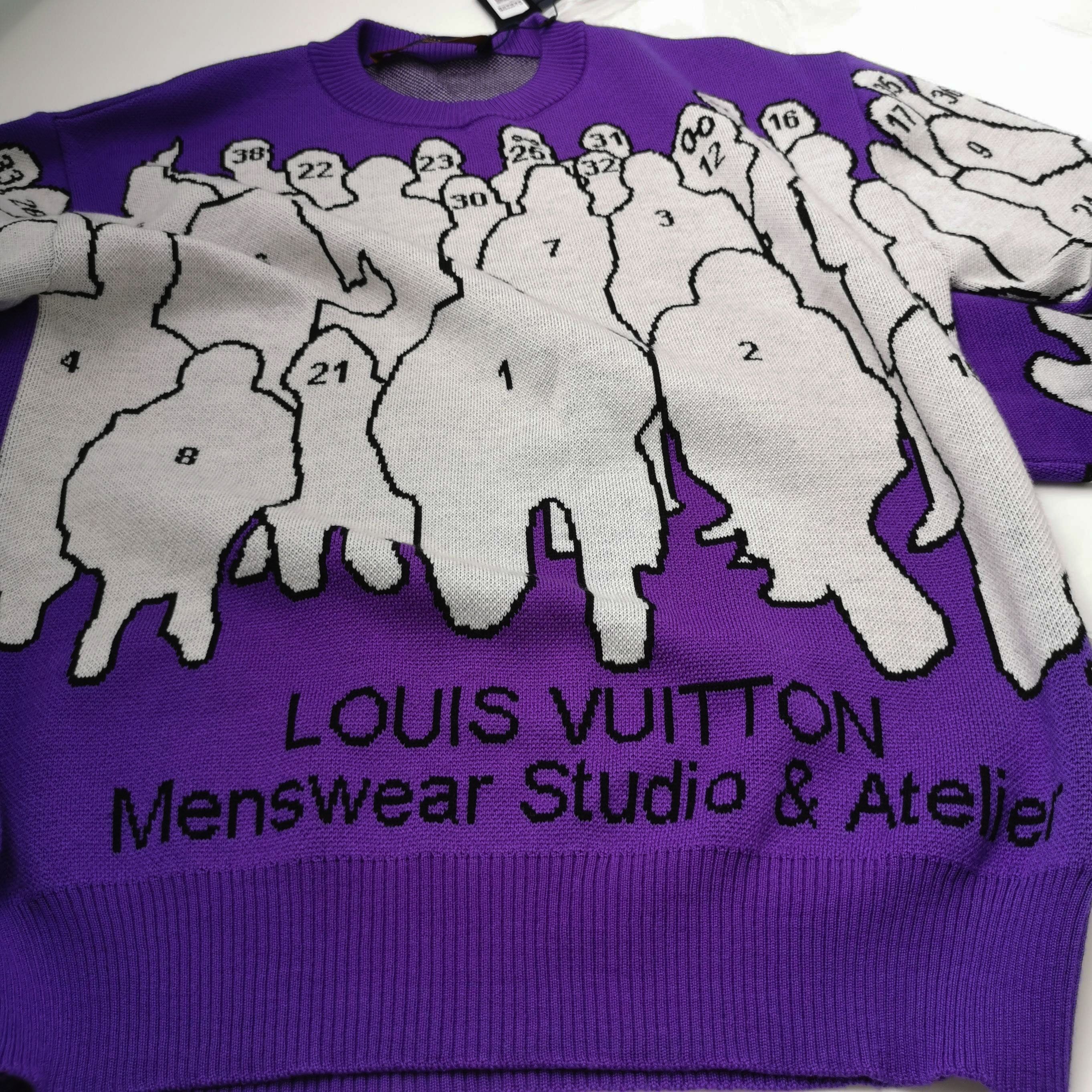 Louis Vuitton Louis Vuitton Purple Gray Wool XS Sweater Size US XS / EU 42 / 0 - 6 Thumbnail