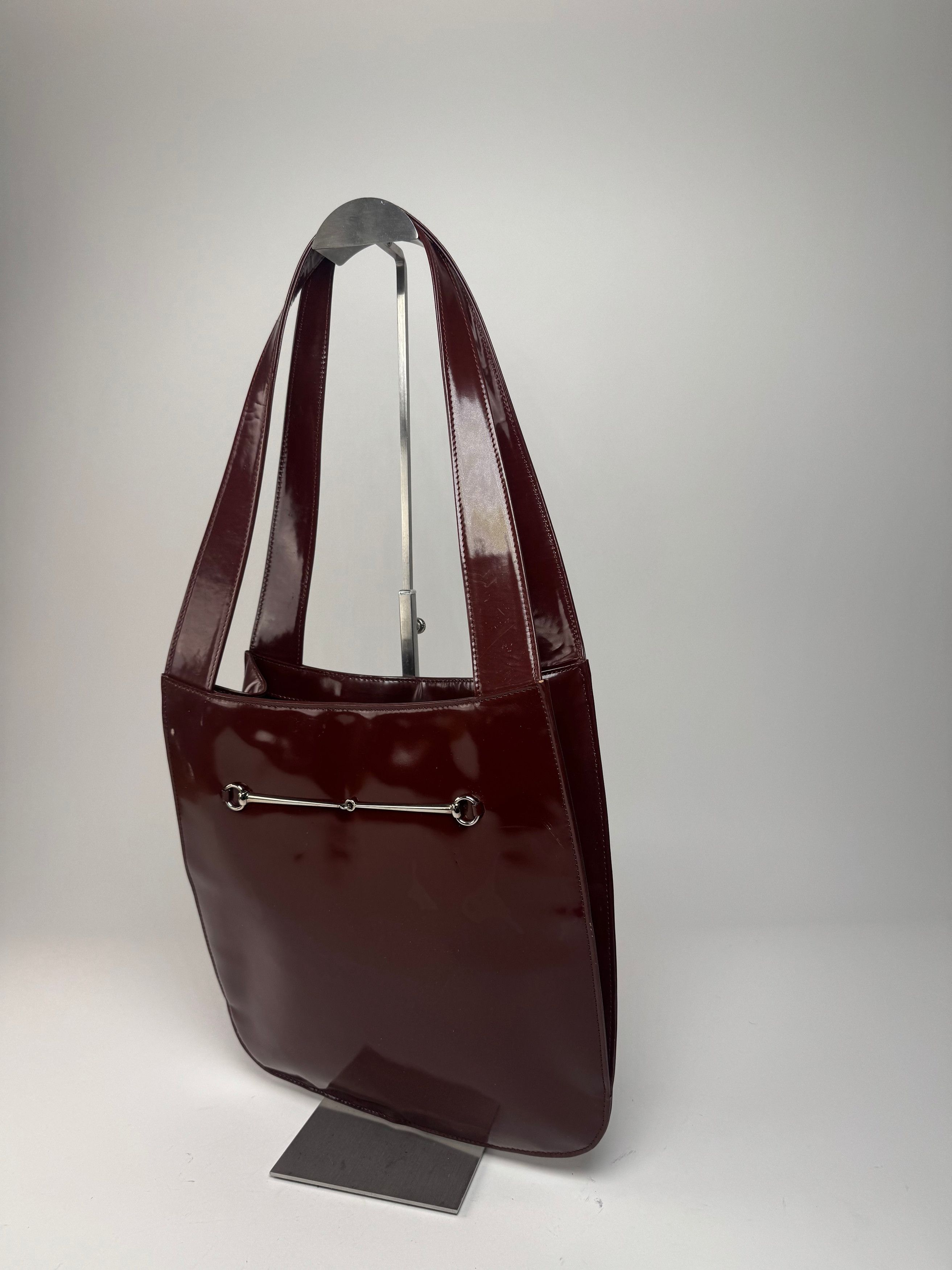 Gucci Vintage Patent Leather Tote Bag Purple Size ONE SIZE - 12 Thumbnail