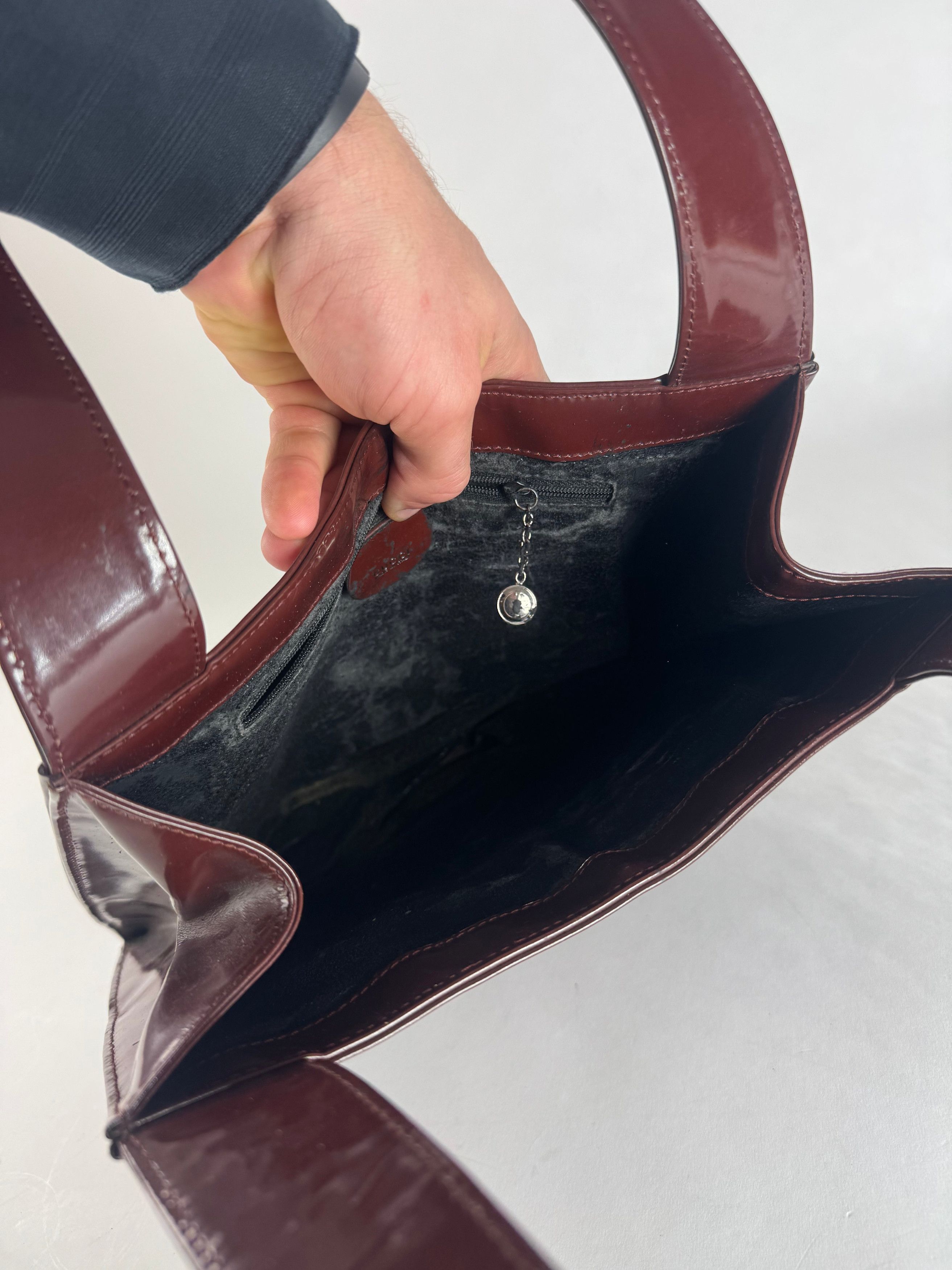 Gucci Vintage Patent Leather Tote Bag Purple Size ONE SIZE - 3 Thumbnail