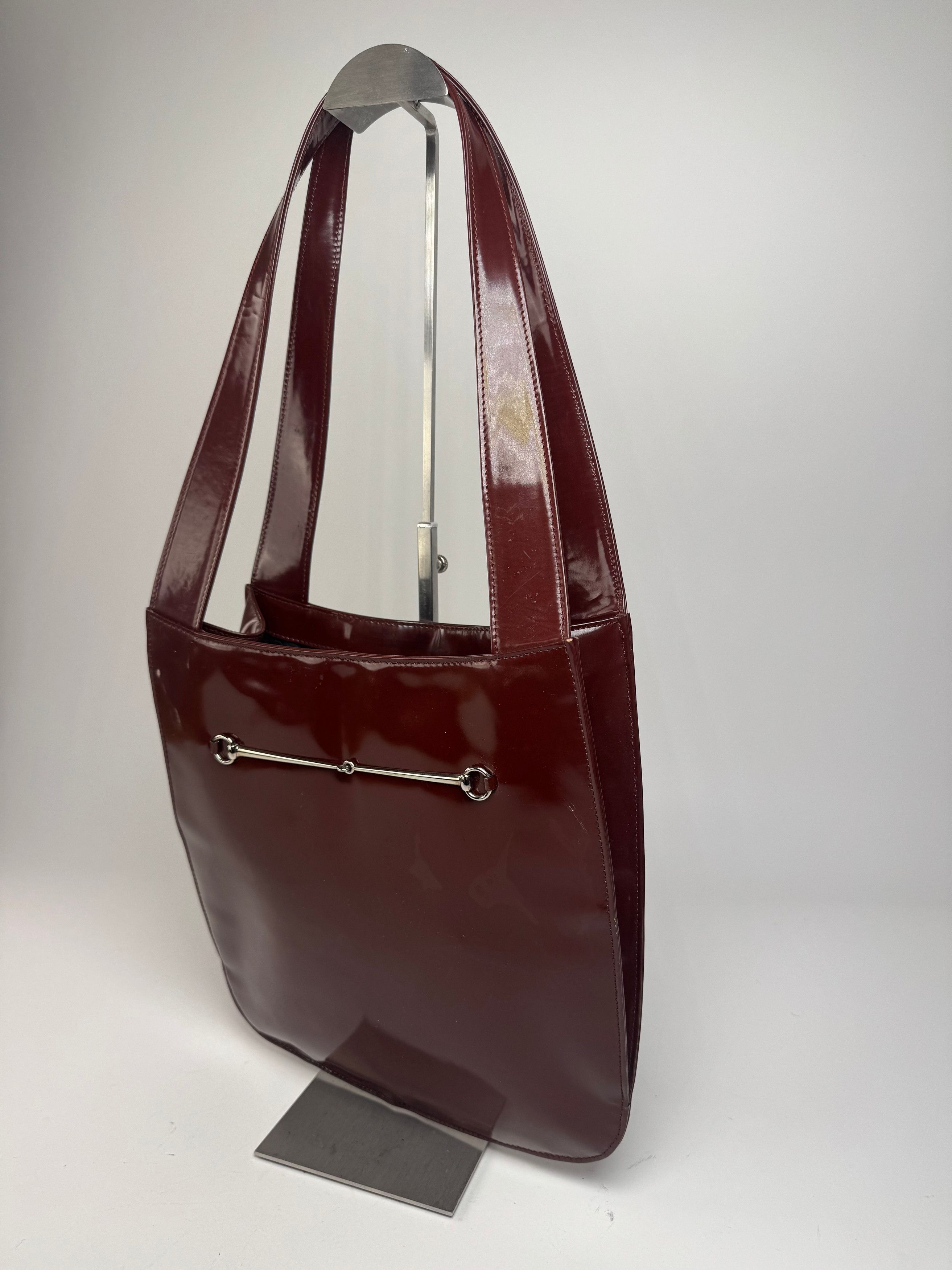 Gucci Vintage Patent Leather Tote Bag Purple Size ONE SIZE - 7 Thumbnail