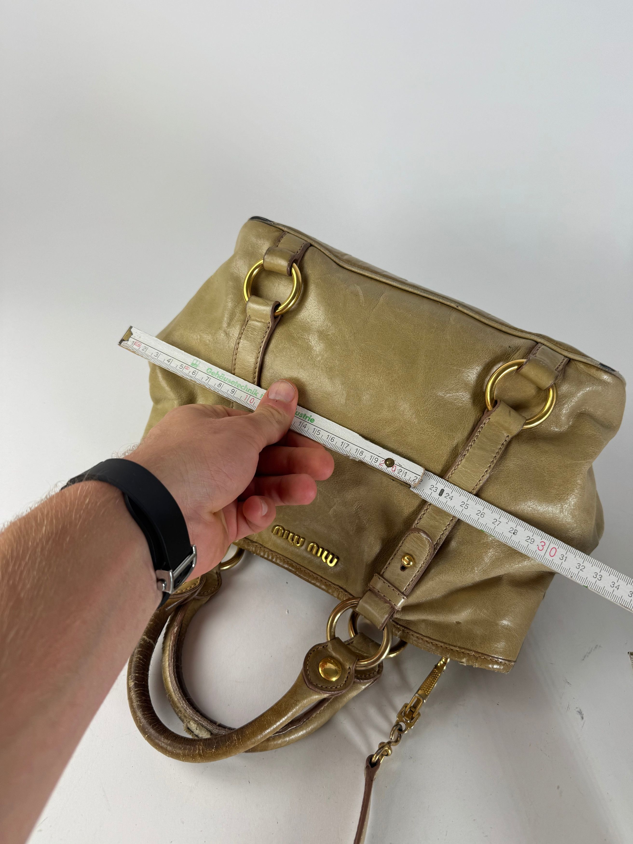 Miu Miu Vintage 2Way Leather Habdbag Gold Size ONE SIZE - 12 Thumbnail