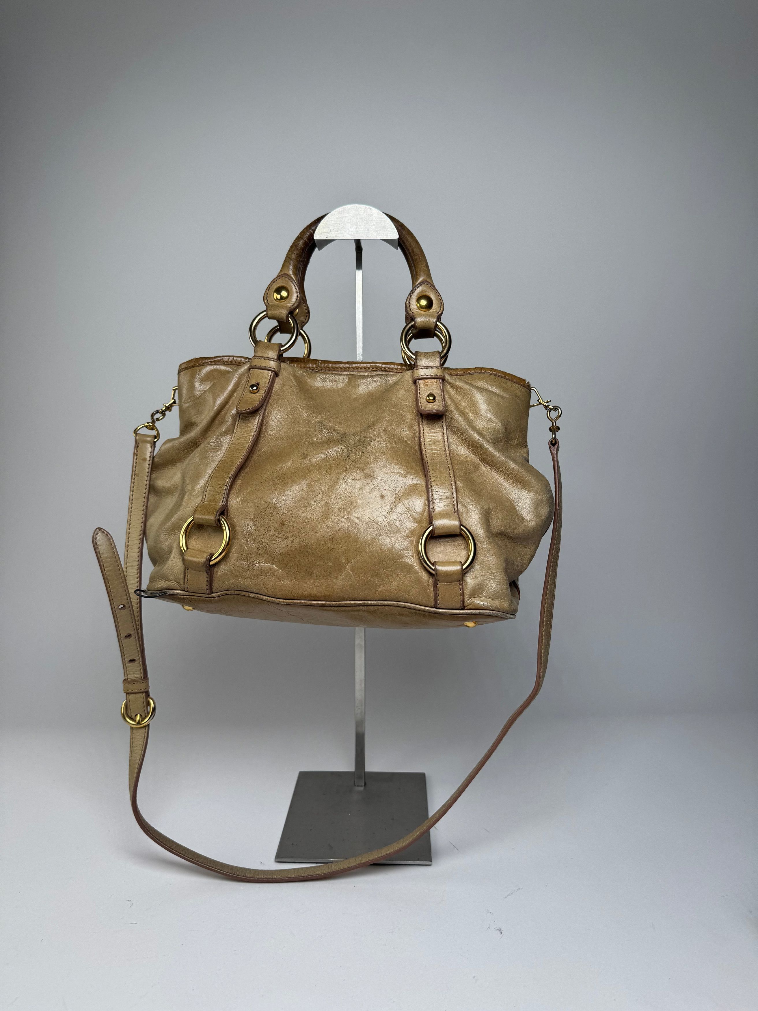Miu Miu Vintage 2Way Leather Habdbag Gold Size ONE SIZE - 9 Thumbnail