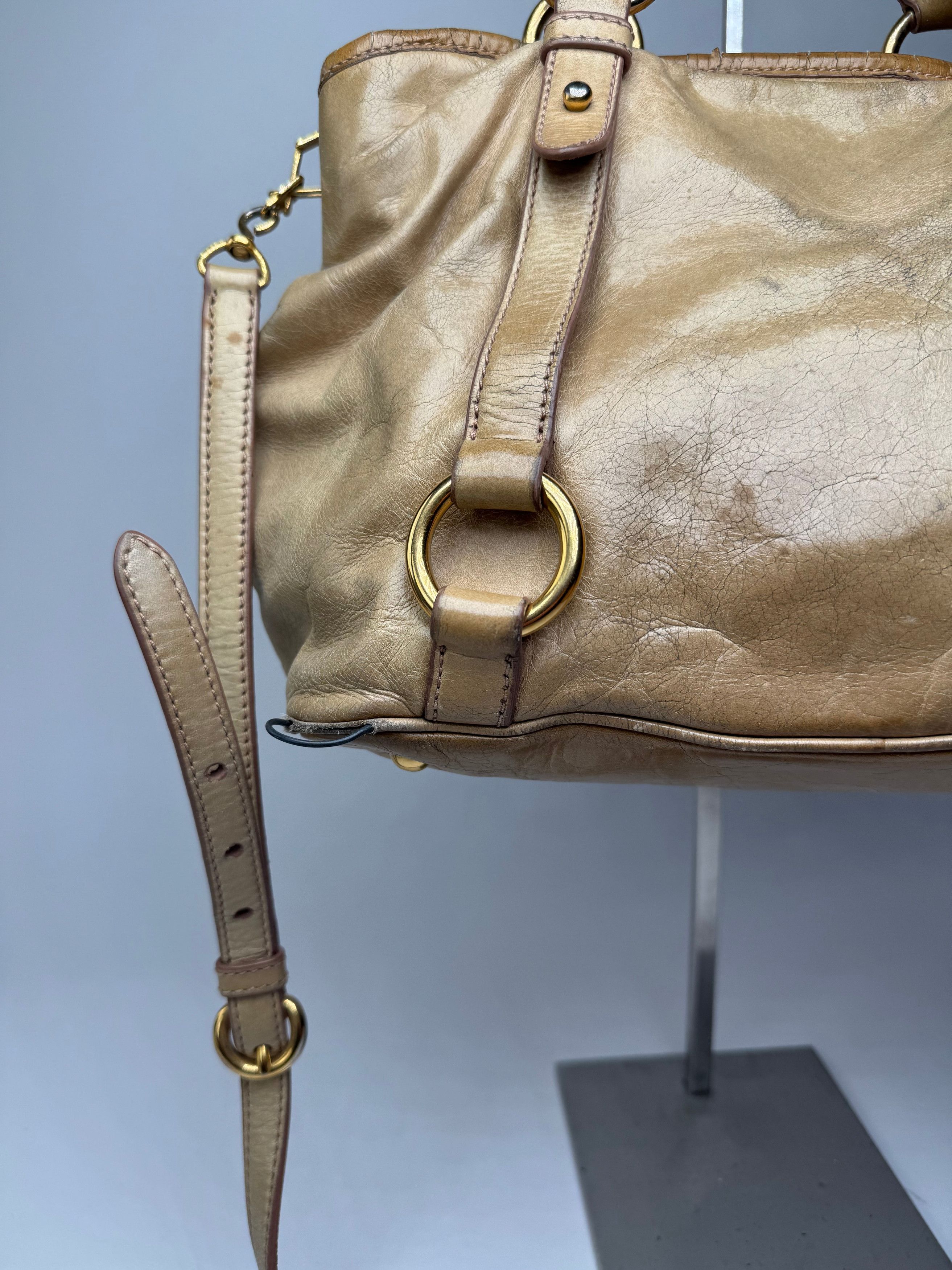 Miu Miu Vintage 2Way Leather Habdbag Gold Size ONE SIZE - 10 Thumbnail