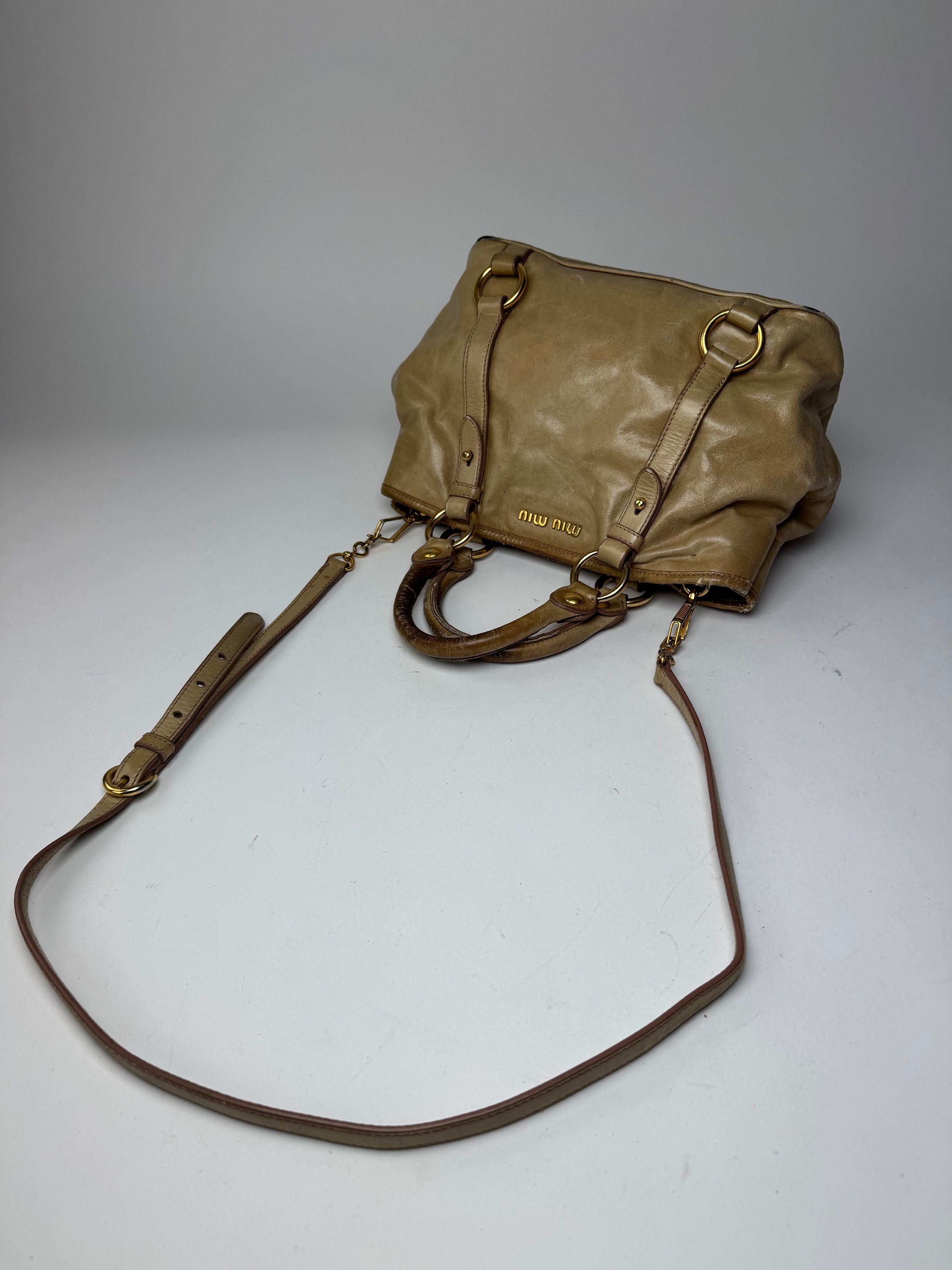 Miu Miu Vintage 2Way Leather Habdbag Gold Size ONE SIZE - 11 Thumbnail