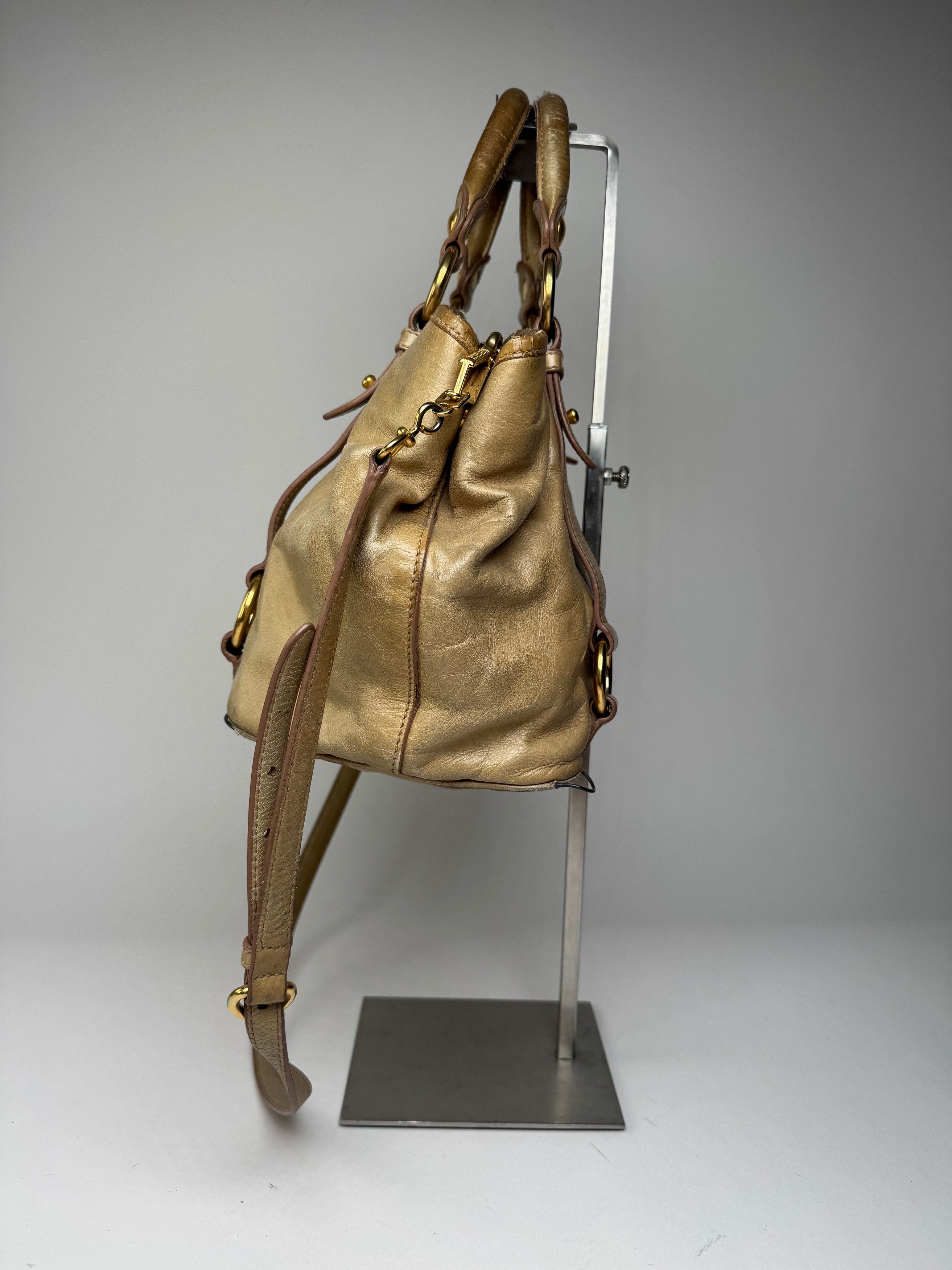 Miu Miu Vintage 2Way Leather Habdbag Gold Size ONE SIZE - 6 Thumbnail
