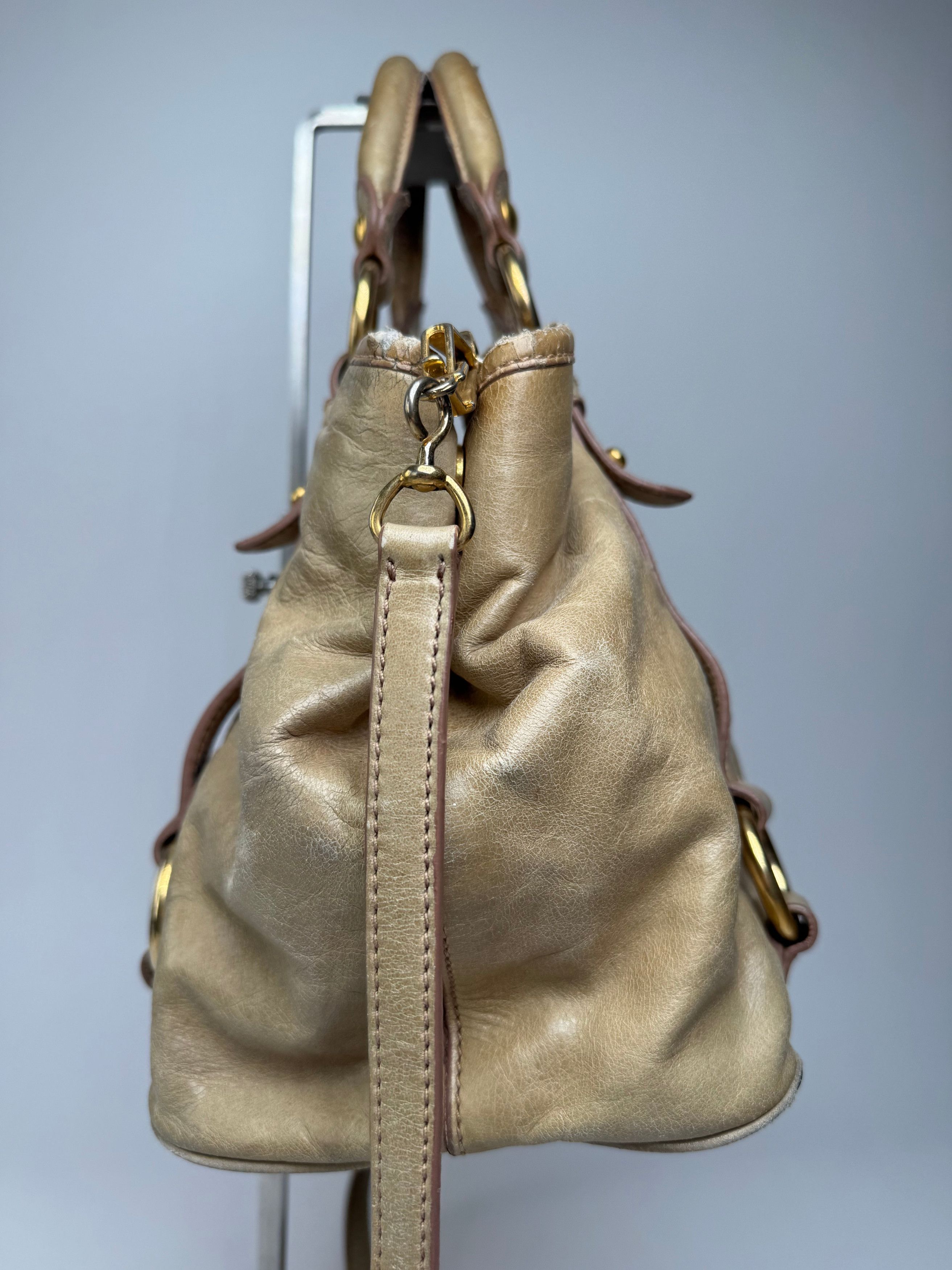 Miu Miu Vintage 2Way Leather Habdbag Gold Size ONE SIZE - 8 Thumbnail