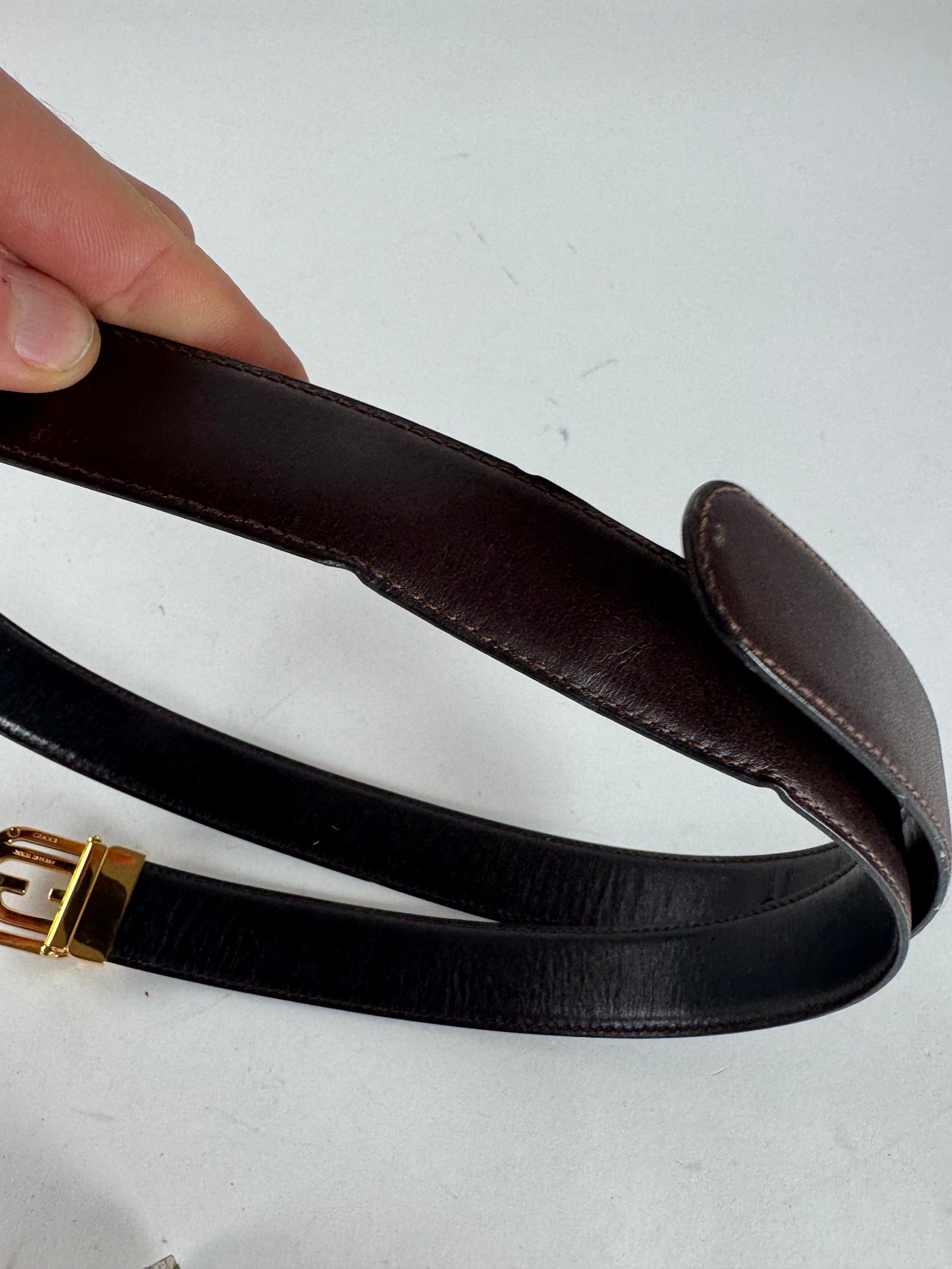 Gucci Vintage Leather Belt Brown Size ONE SIZE - 3 Thumbnail