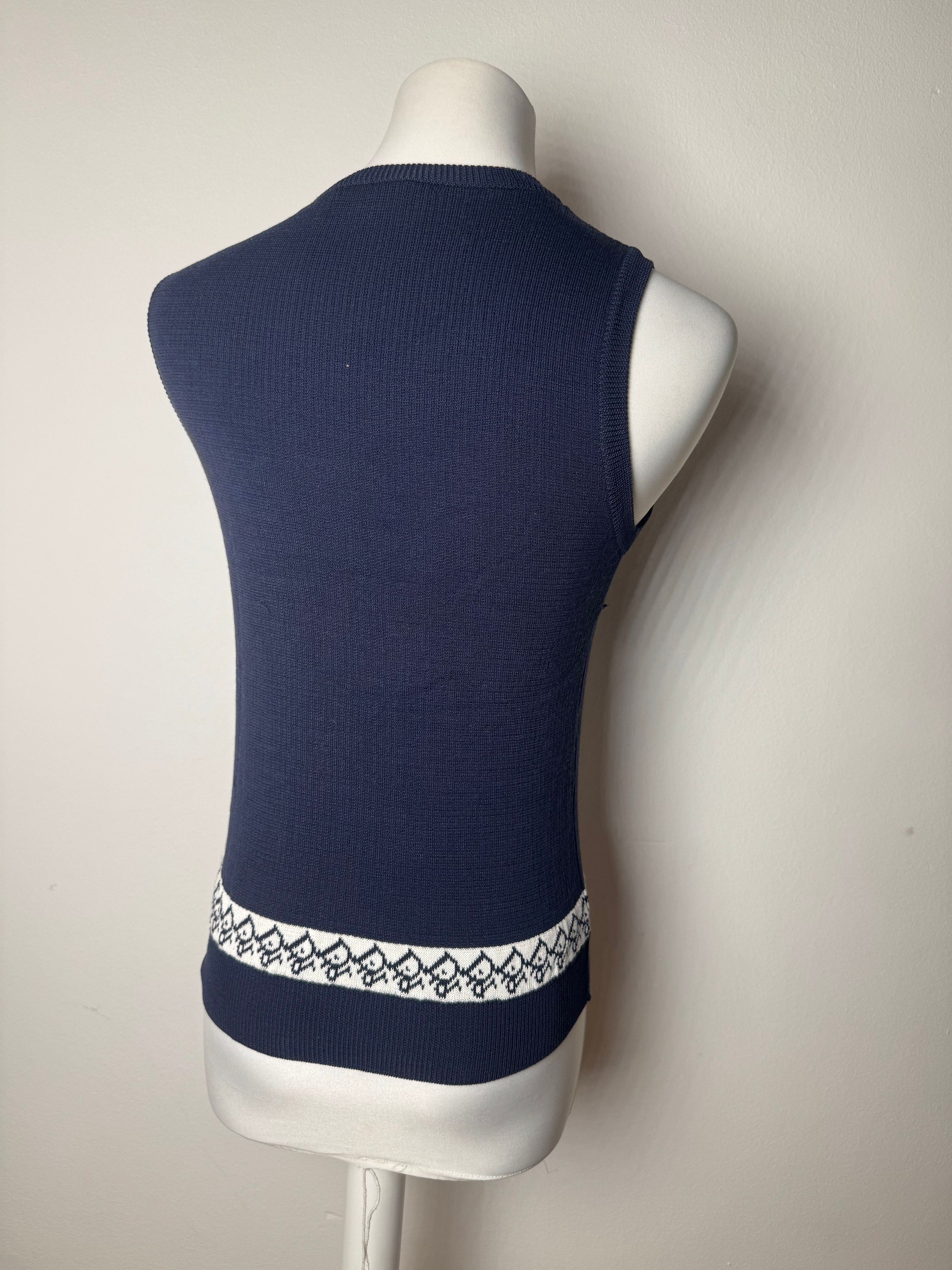 Dior Vintage Oblique Monogram Navy Vest / Top M Size M / US 6-8 / IT 42-44 - 12 Thumbnail