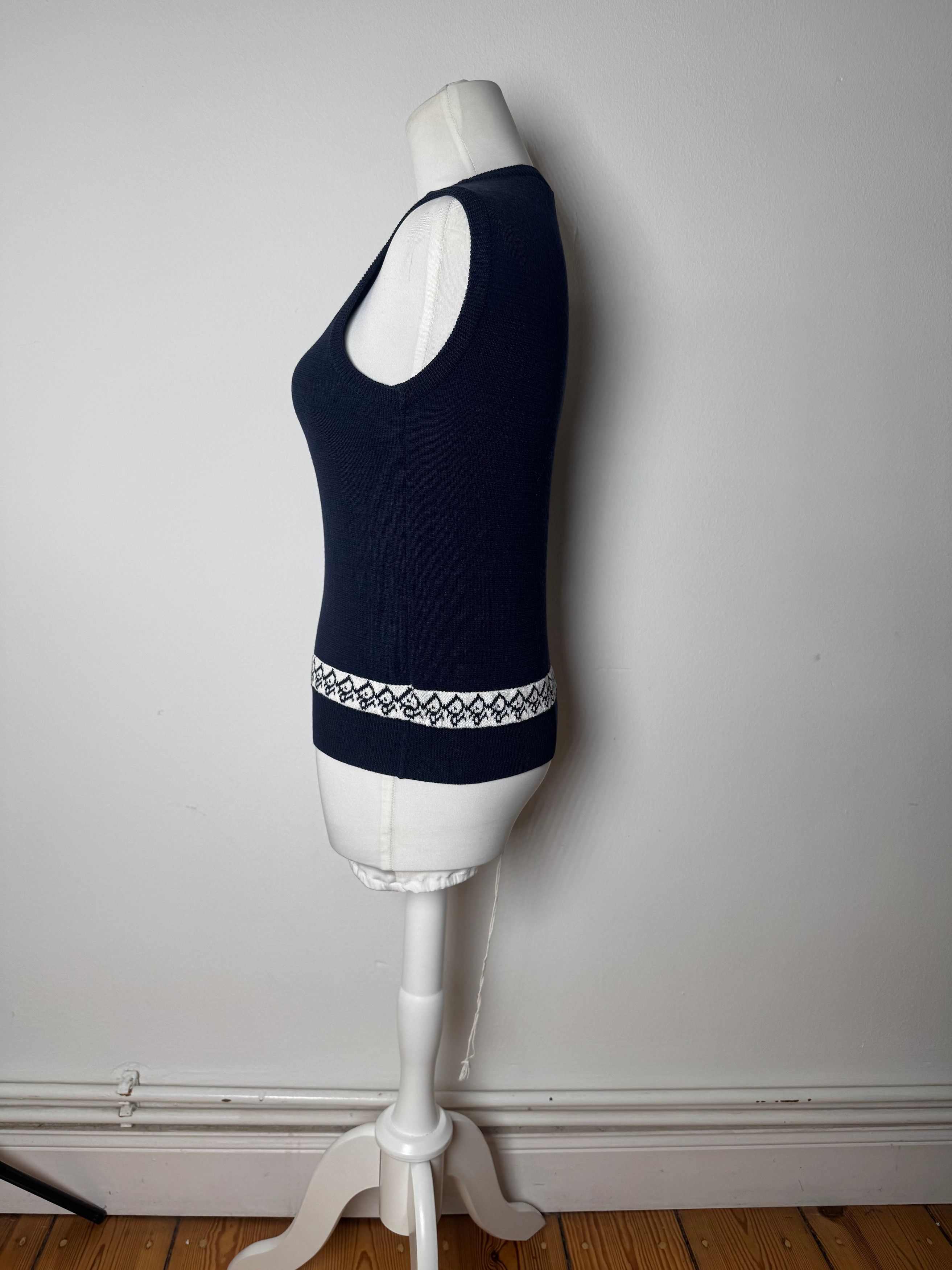 Dior Vintage Oblique Monogram Navy Vest / Top M Size M / US 6-8 / IT 42-44 - 2 Thumbnail