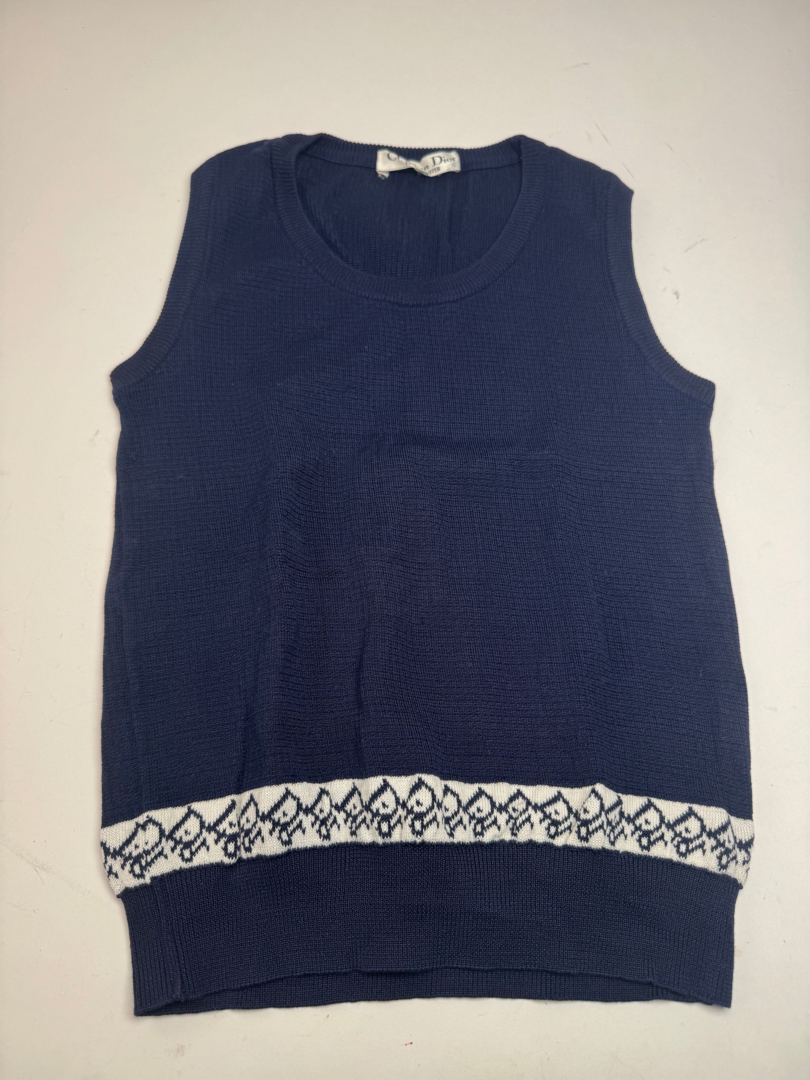 Dior Vintage Oblique Monogram Navy Vest / Top M Size M / US 6-8 / IT 42-44 - 4 Thumbnail