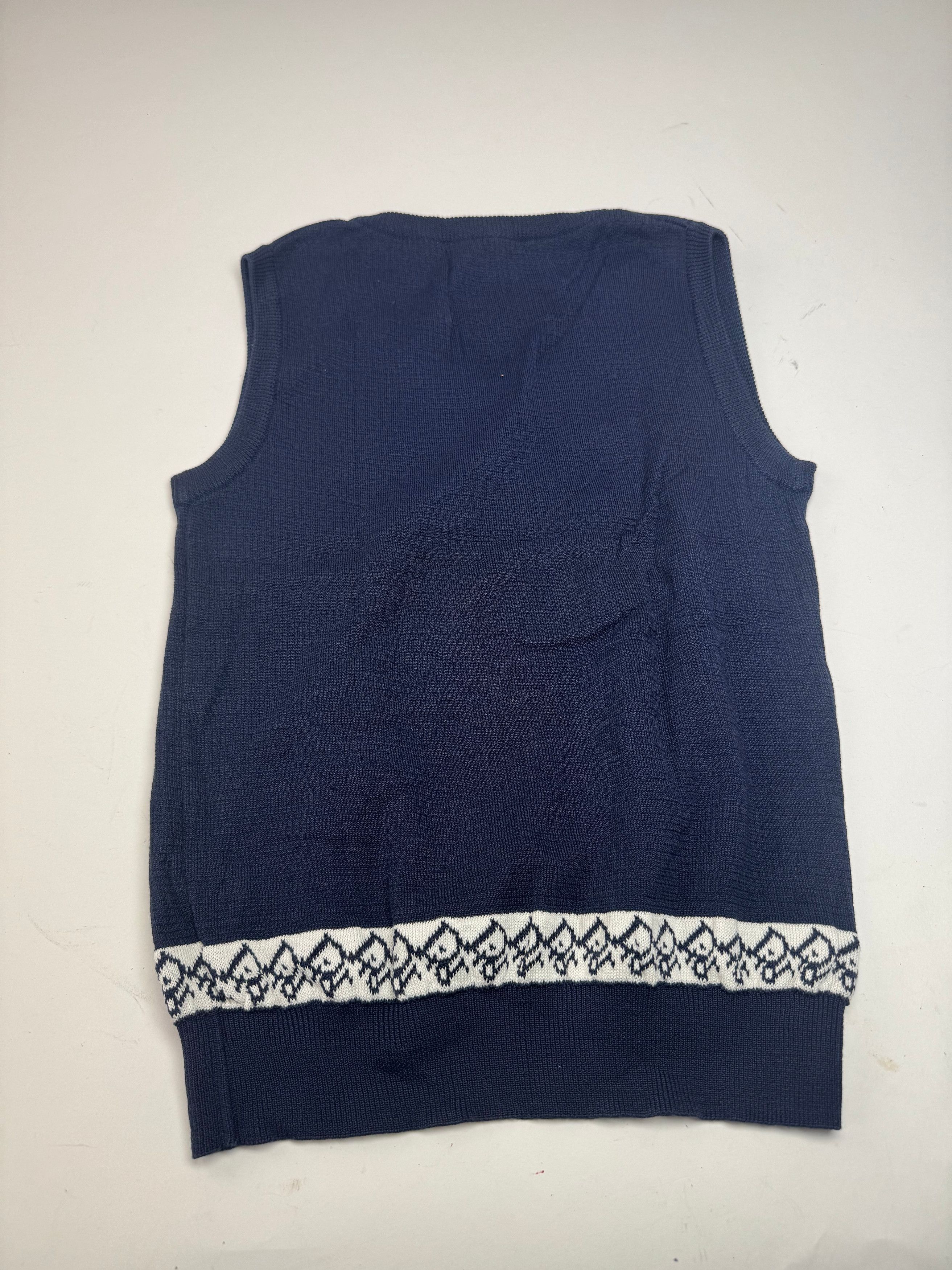 Dior Vintage Oblique Monogram Navy Vest / Top M Size M / US 6-8 / IT 42-44 - 9 Thumbnail