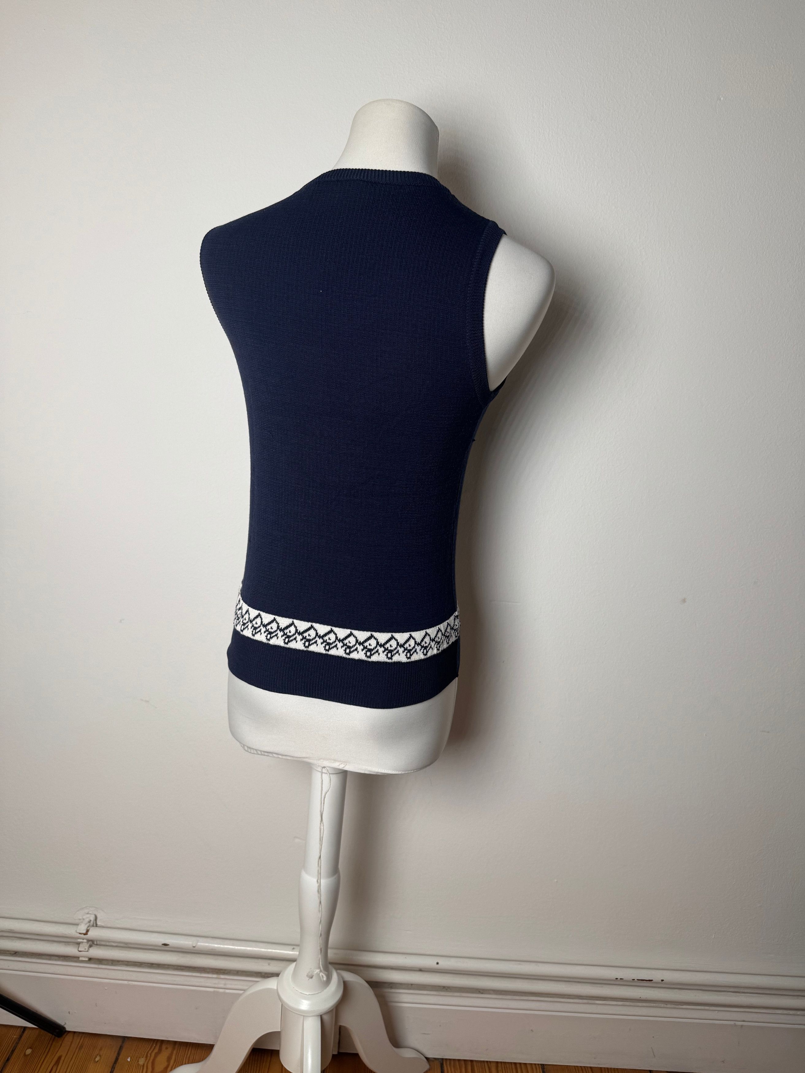 Dior Vintage Oblique Monogram Navy Vest / Top M Size M / US 6-8 / IT 42-44 - 3 Thumbnail