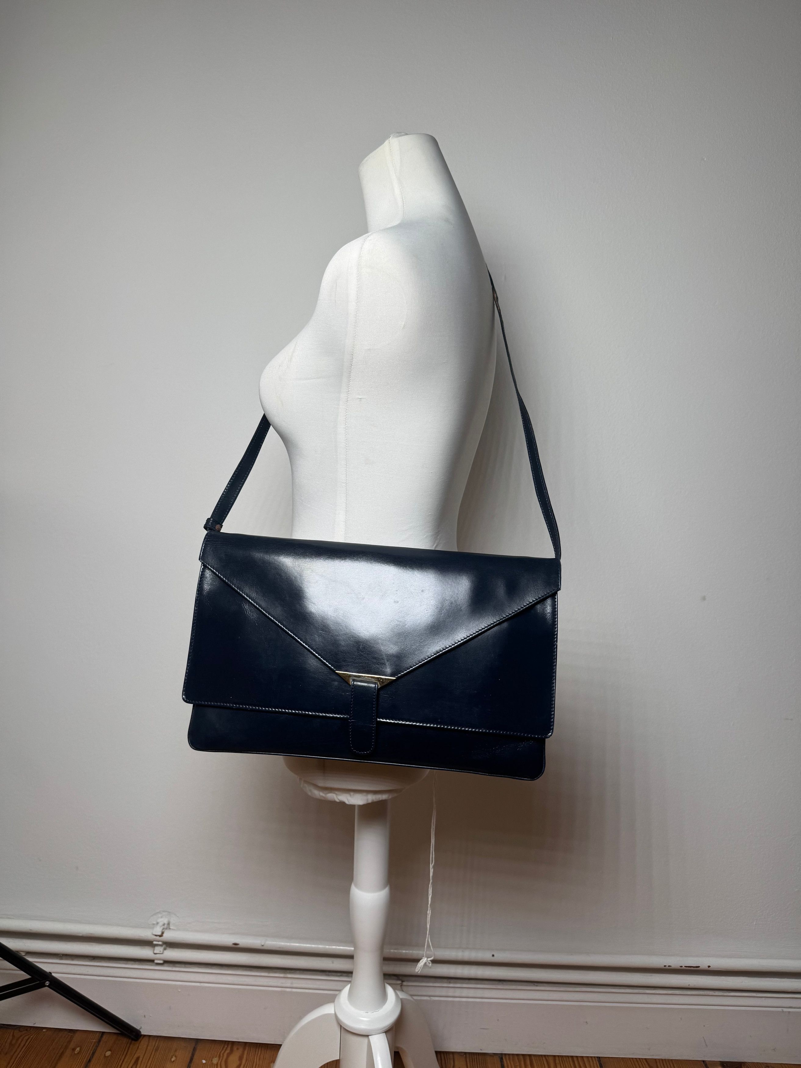 Loewe Vintage Leather Shoulder Bag Navy Size ONE SIZE - 4 Thumbnail
