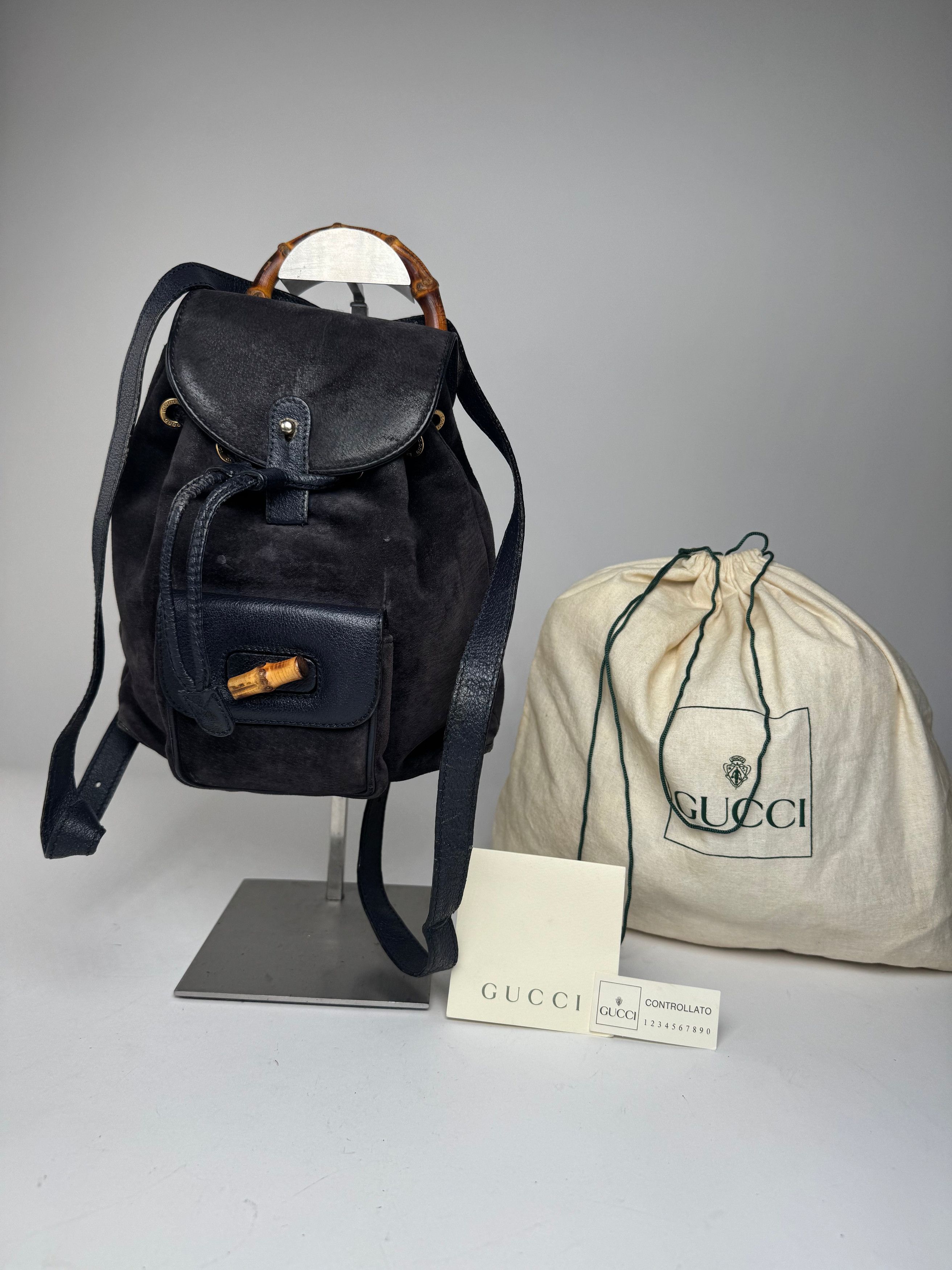 Gucci Vintage Leather Backpack Black Size ONE SIZE - 2 Thumbnail