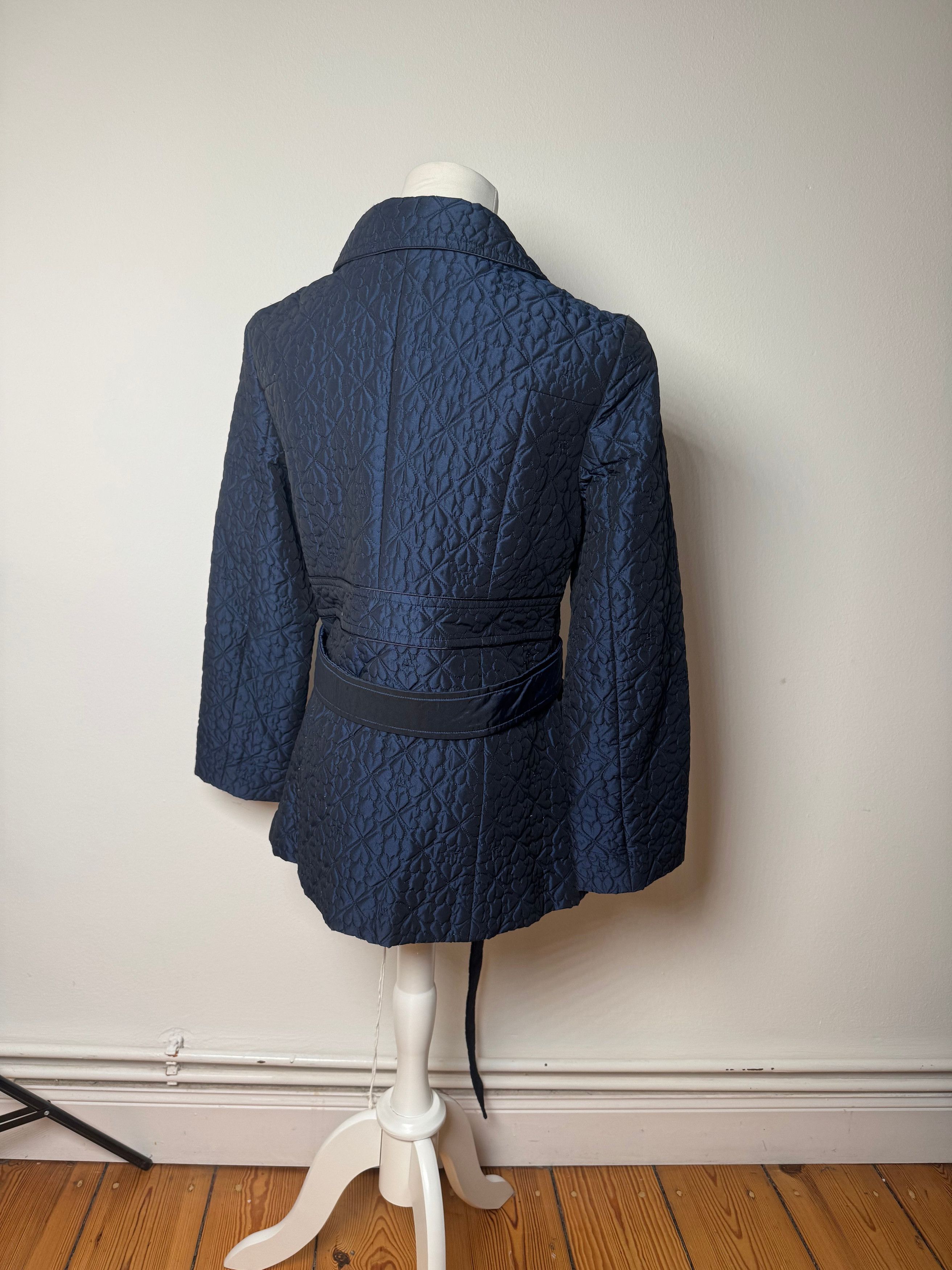 Courreges Vintage Floral Emblossed Canvas Coat Navy M Size S / US 4 / IT 40 - 3 Thumbnail