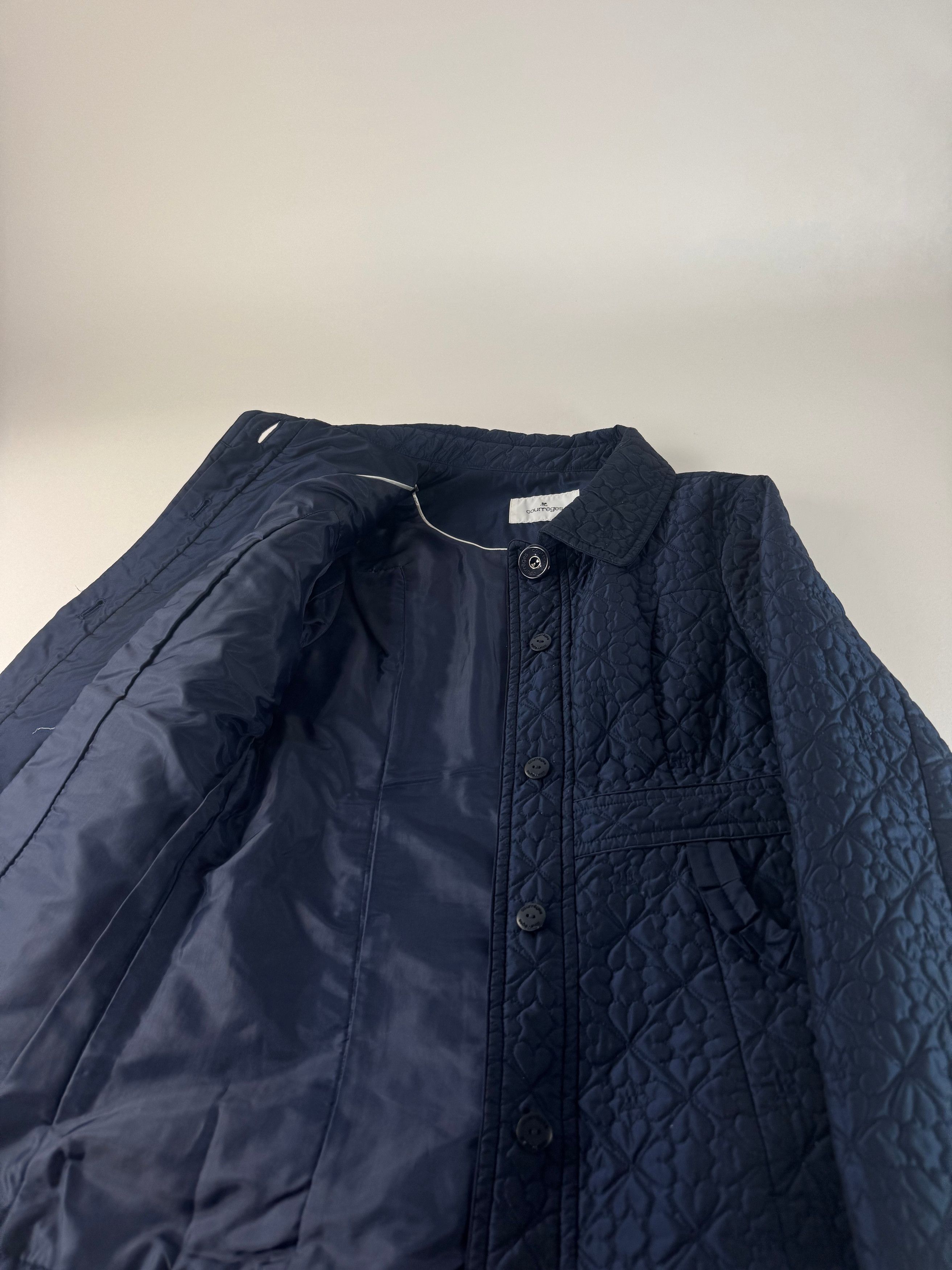 Courreges Vintage Floral Emblossed Canvas Coat Navy M Size S / US 4 / IT 40 - 9 Thumbnail