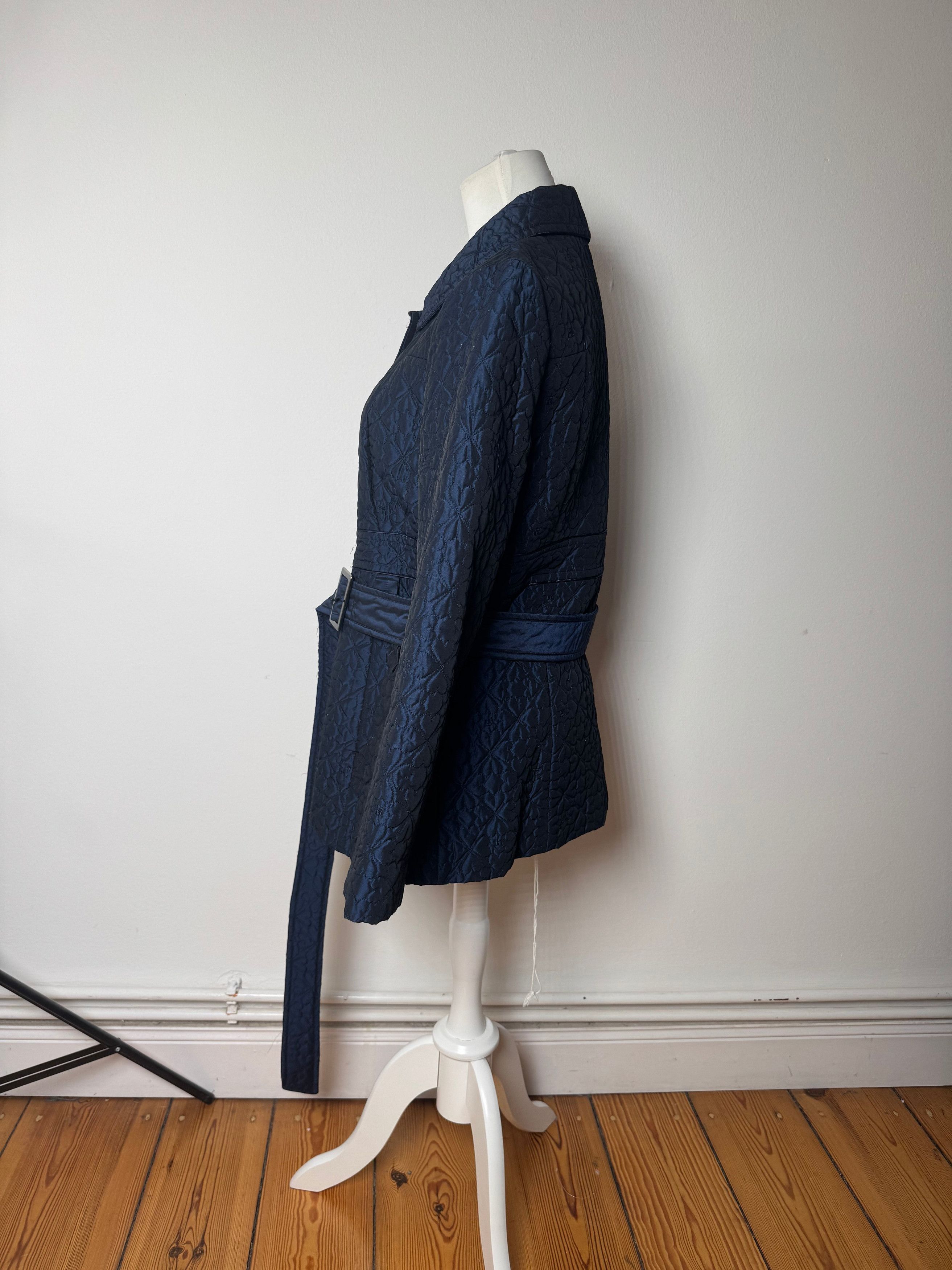 Courreges Vintage Floral Emblossed Canvas Coat Navy M Size S / US 4 / IT 40 - 2 Thumbnail