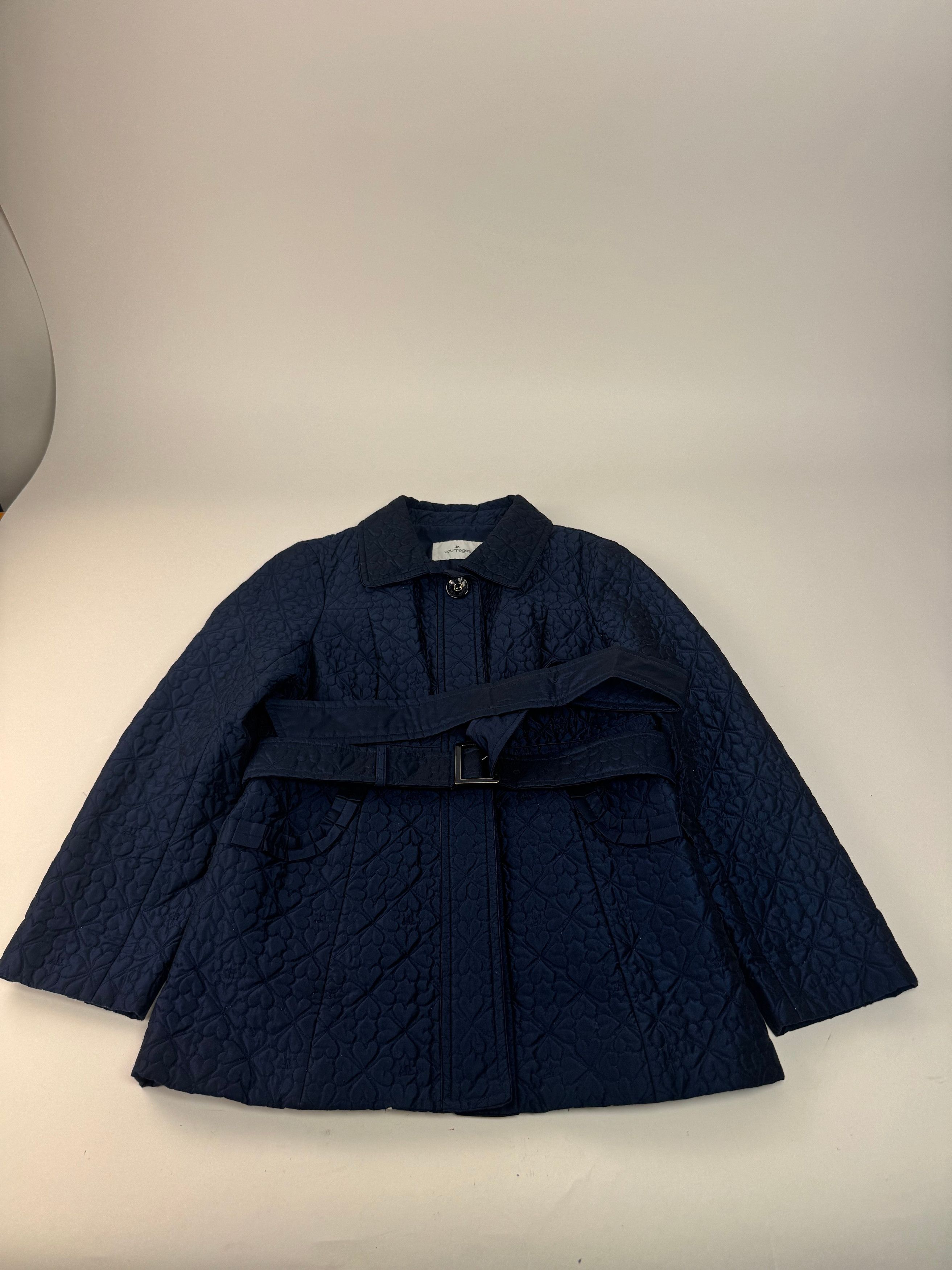 Courreges Vintage Floral Emblossed Canvas Coat Navy M Size S / US 4 / IT 40 - 4 Thumbnail