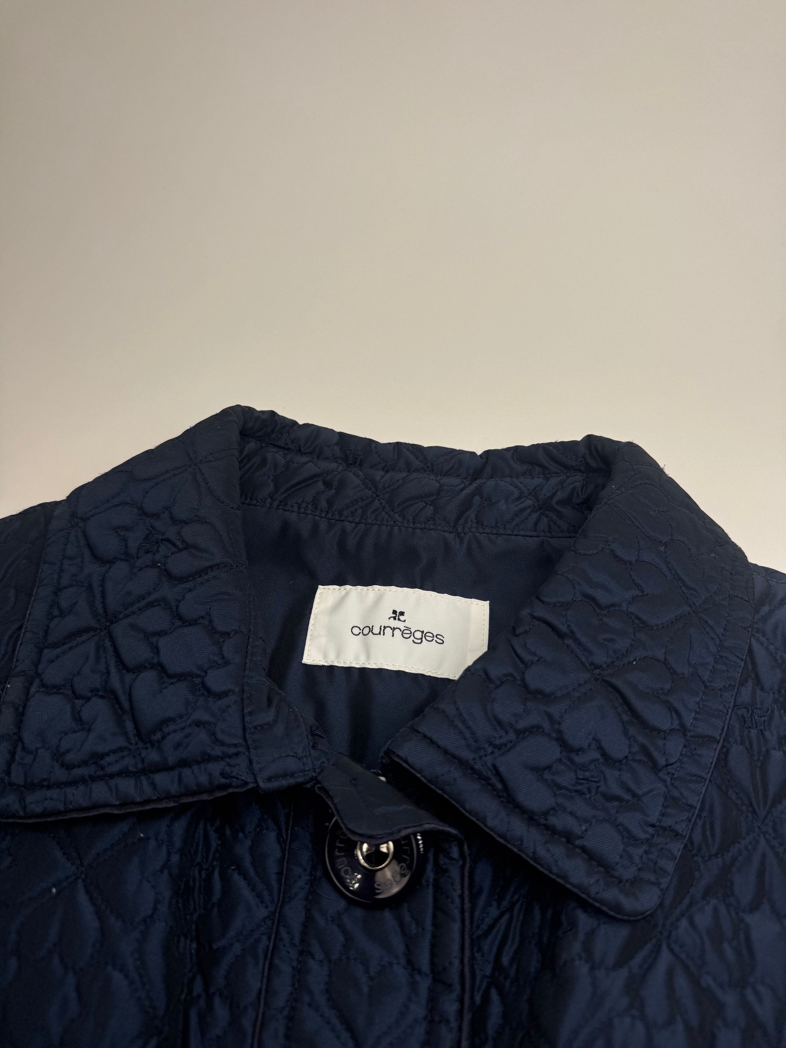 Courreges Vintage Floral Emblossed Canvas Coat Navy M Size S / US 4 / IT 40 - 6 Thumbnail