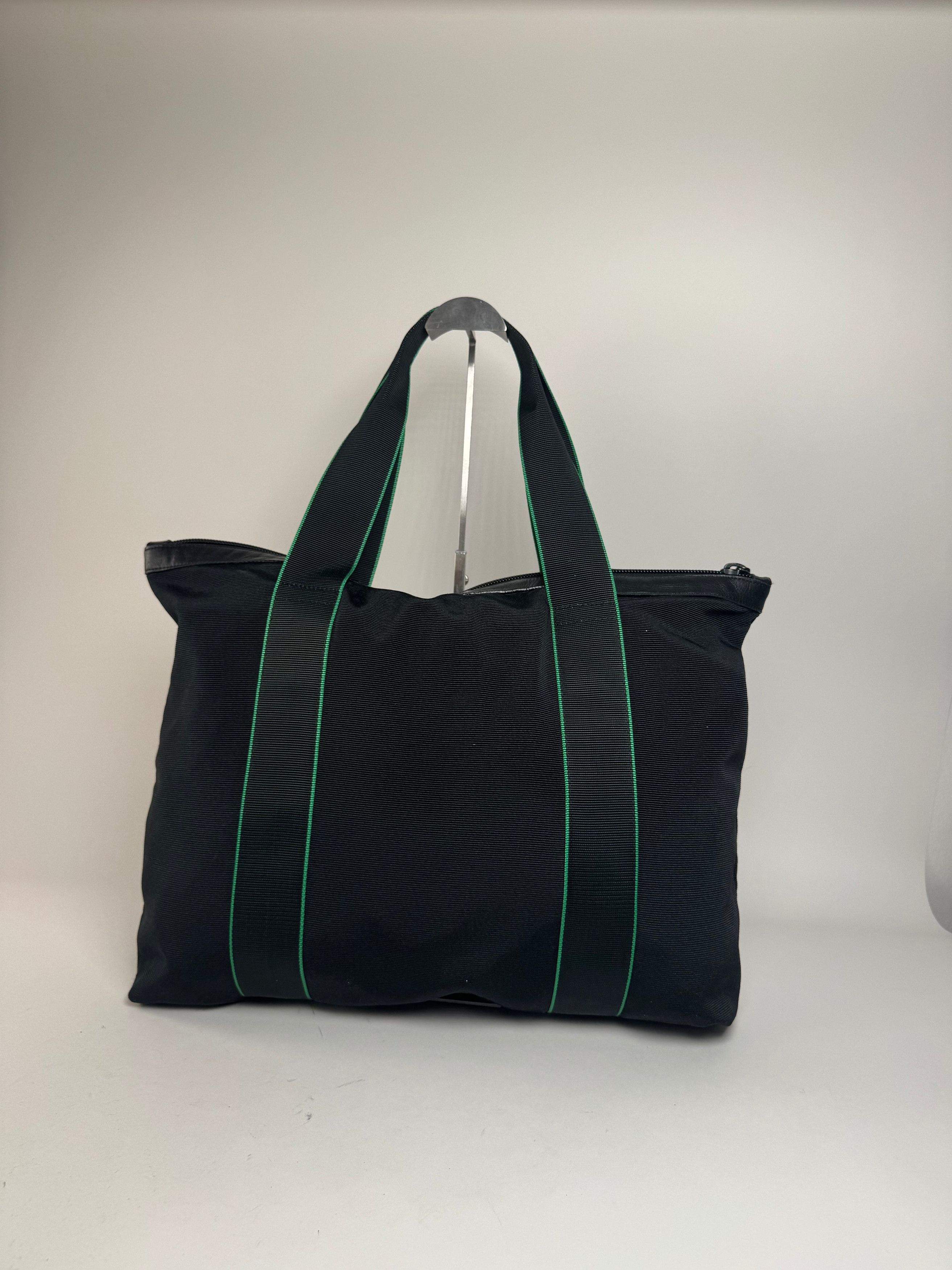 Issey Miyake Vintage Polyester / Leather Tote Bag Black/Green Size ONE SIZE - 9 Thumbnail