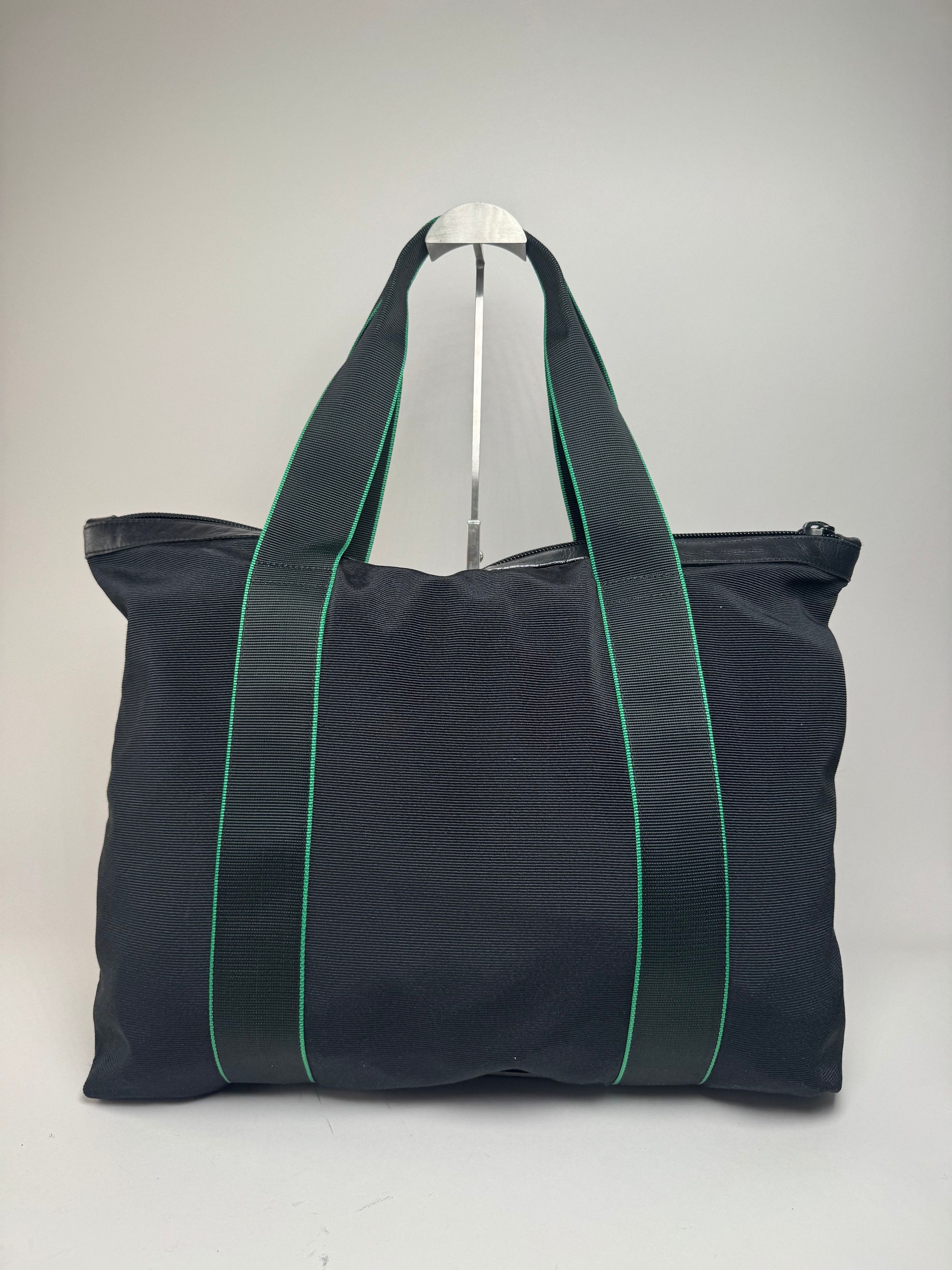 Issey Miyake Vintage Polyester / Leather Tote Bag Black/Green Size ONE SIZE - 2 Thumbnail