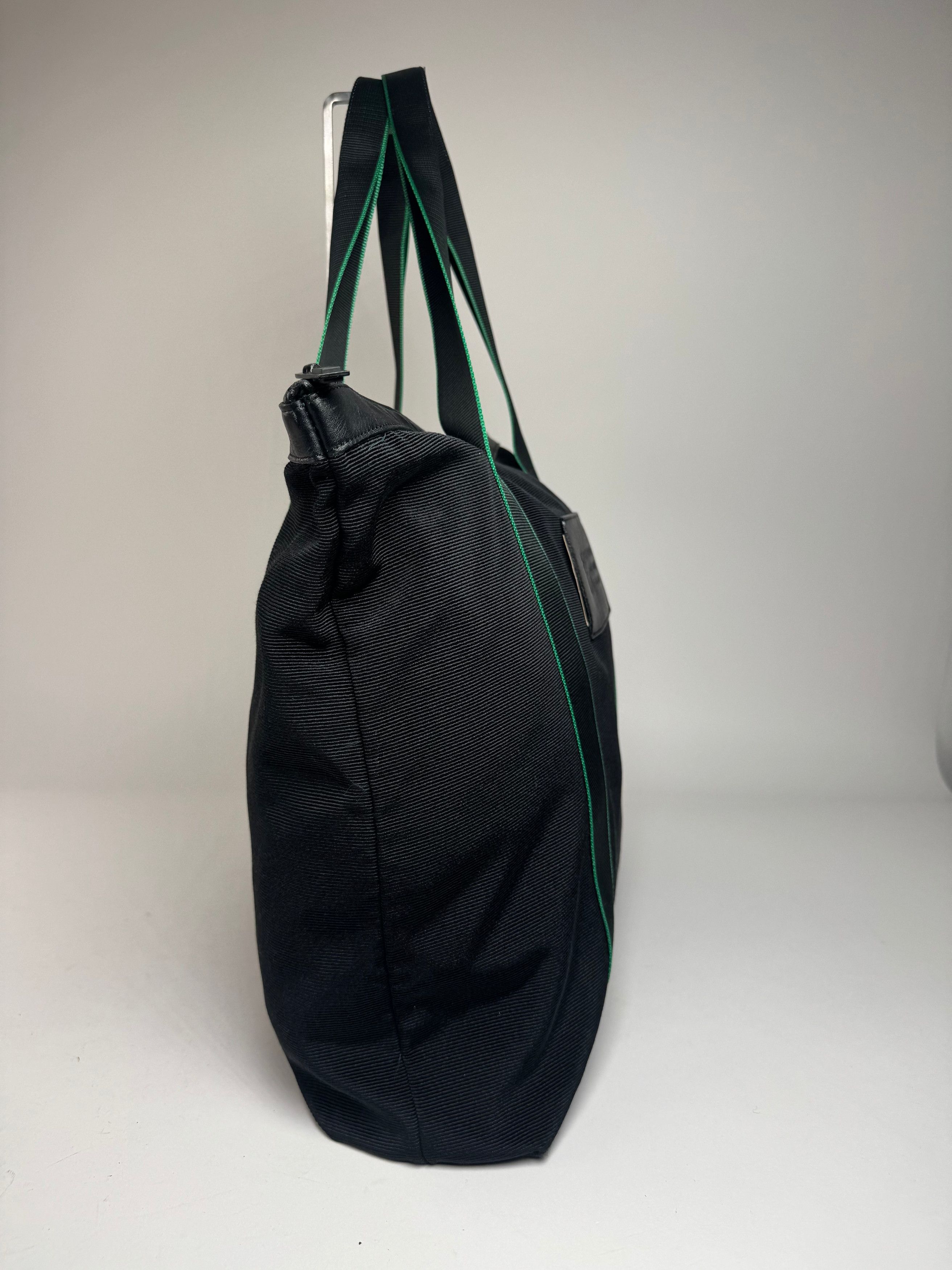Issey Miyake Vintage Polyester / Leather Tote Bag Black/Green Size ONE SIZE - 6 Thumbnail