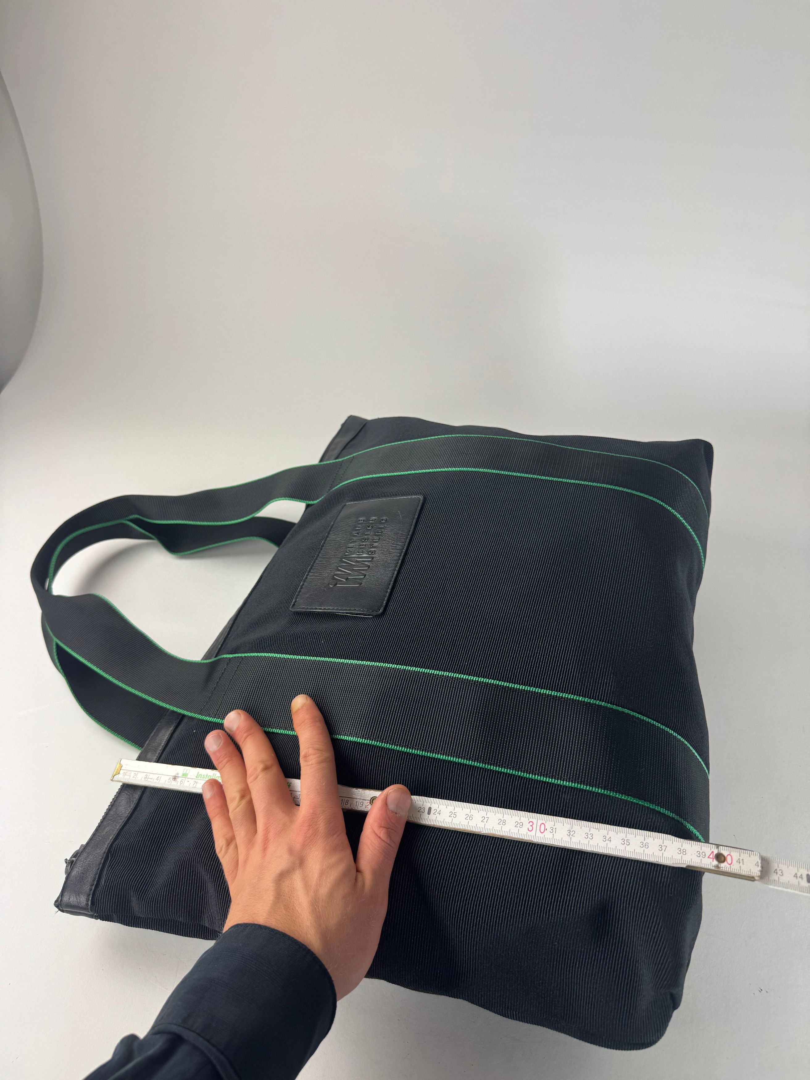 Issey Miyake Vintage Polyester / Leather Tote Bag Black/Green Size ONE SIZE - 12 Thumbnail