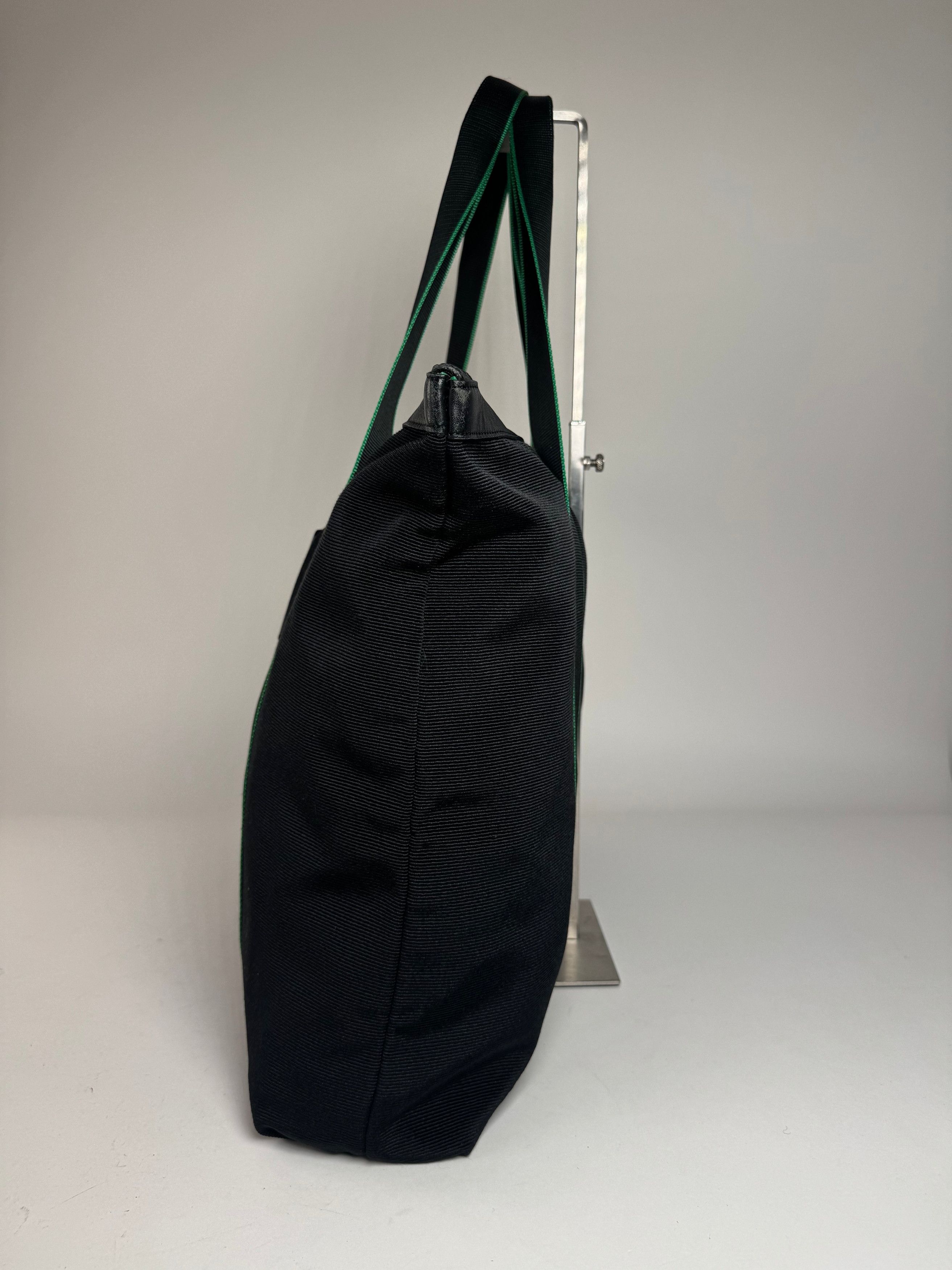 Issey Miyake Vintage Polyester / Leather Tote Bag Black/Green Size ONE SIZE - 8 Thumbnail