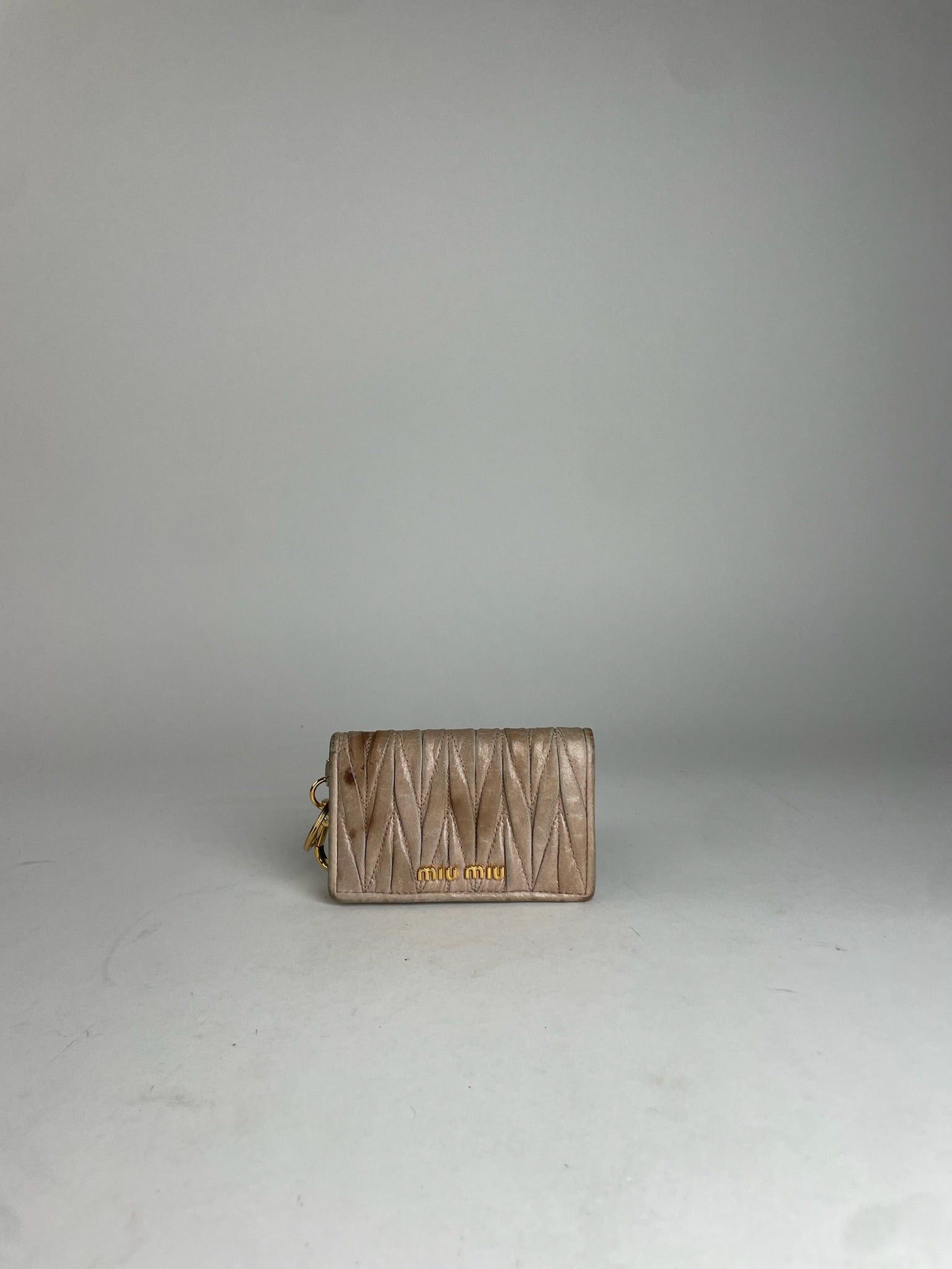 Miu Miu Vintage Metallasse Leather Card Holder Beige Size ONE SIZE - 4 Thumbnail