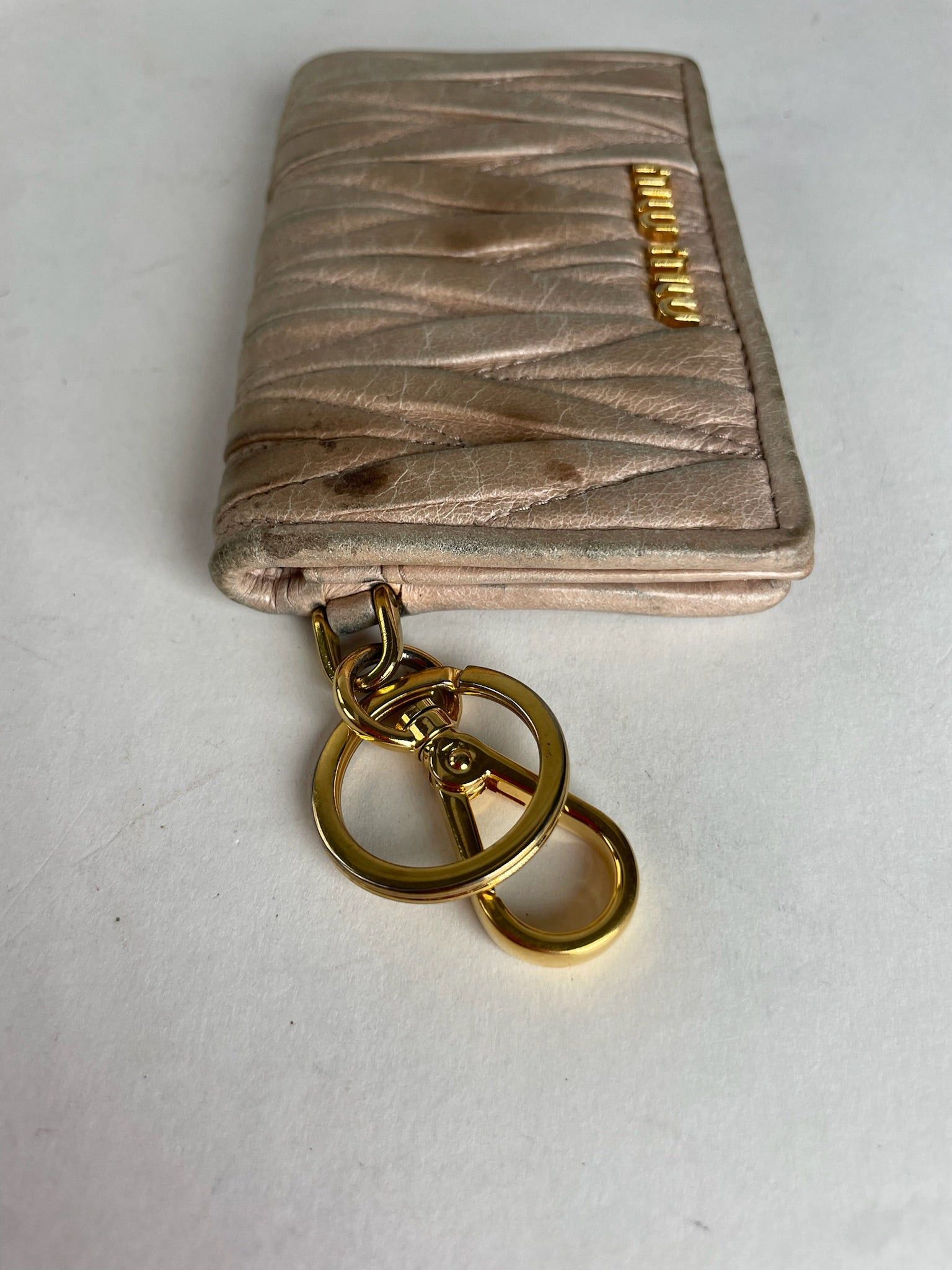Miu Miu Vintage Metallasse Leather Card Holder Beige Size ONE SIZE - 3 Thumbnail