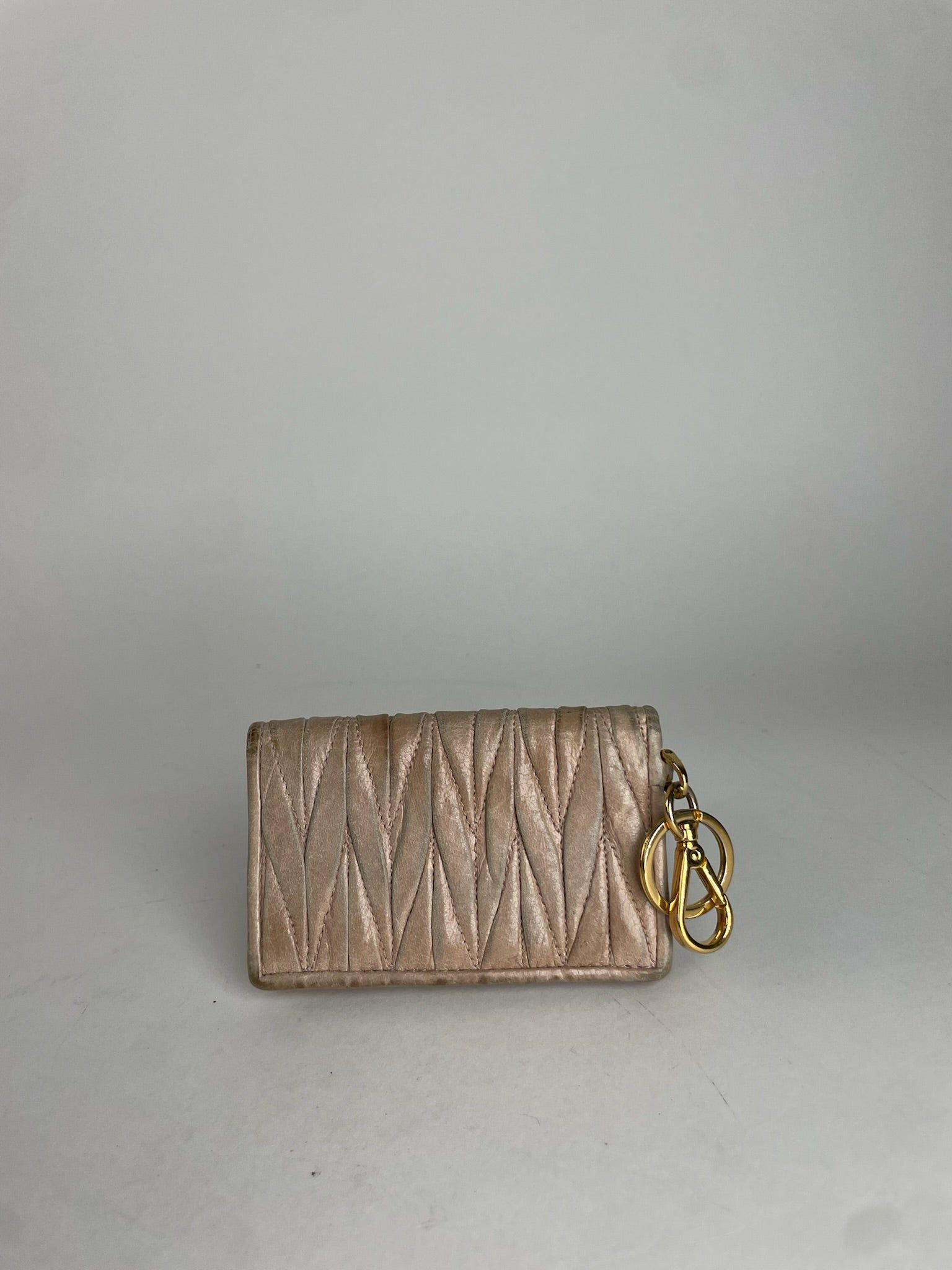 Miu Miu Vintage Metallasse Leather Card Holder Beige Size ONE SIZE - 2 Thumbnail