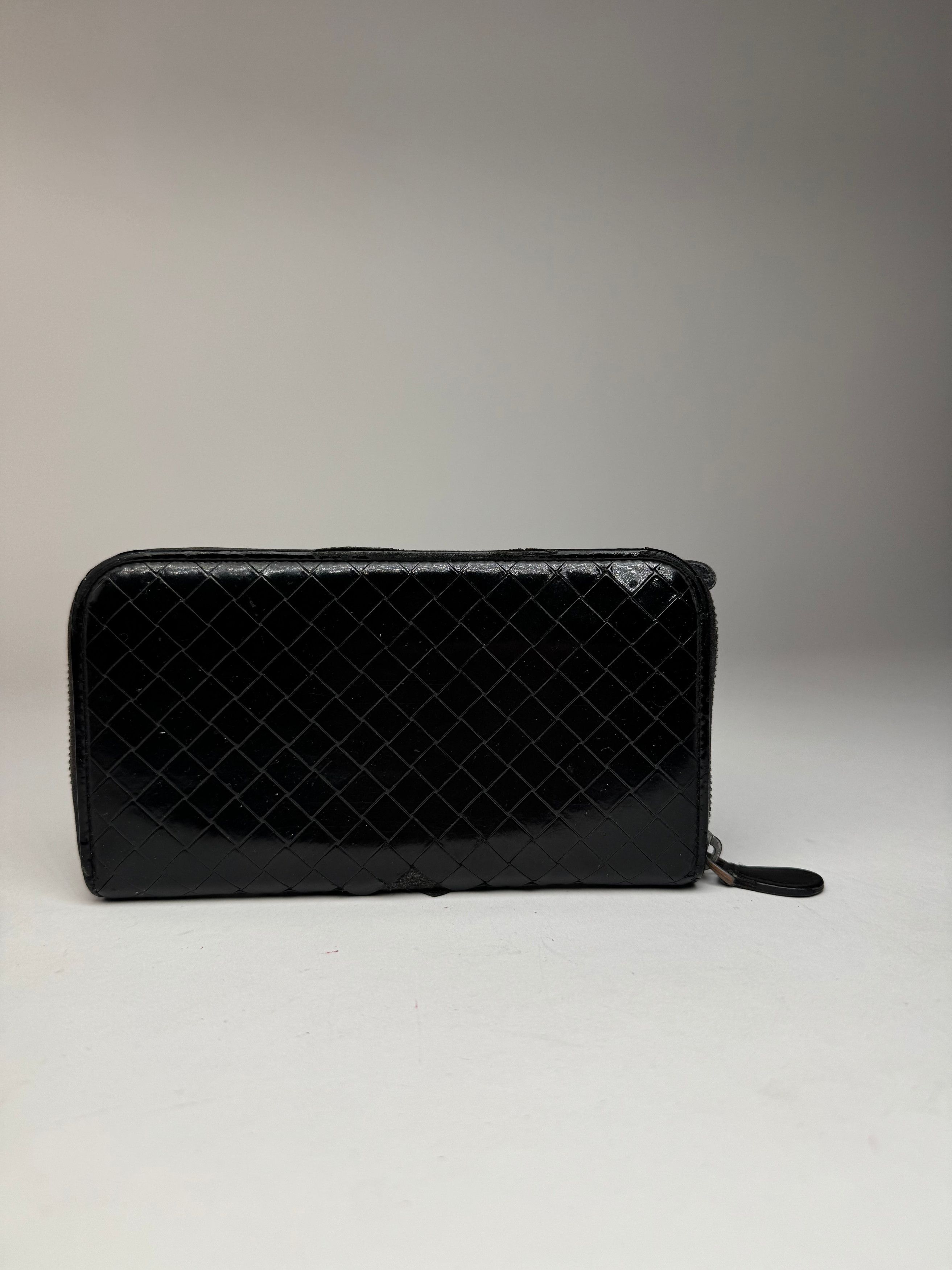 Bottega Veneta Vintage Intrecciato Leather Wallet Black zipper off Size ONE SIZE - 2 Thumbnail