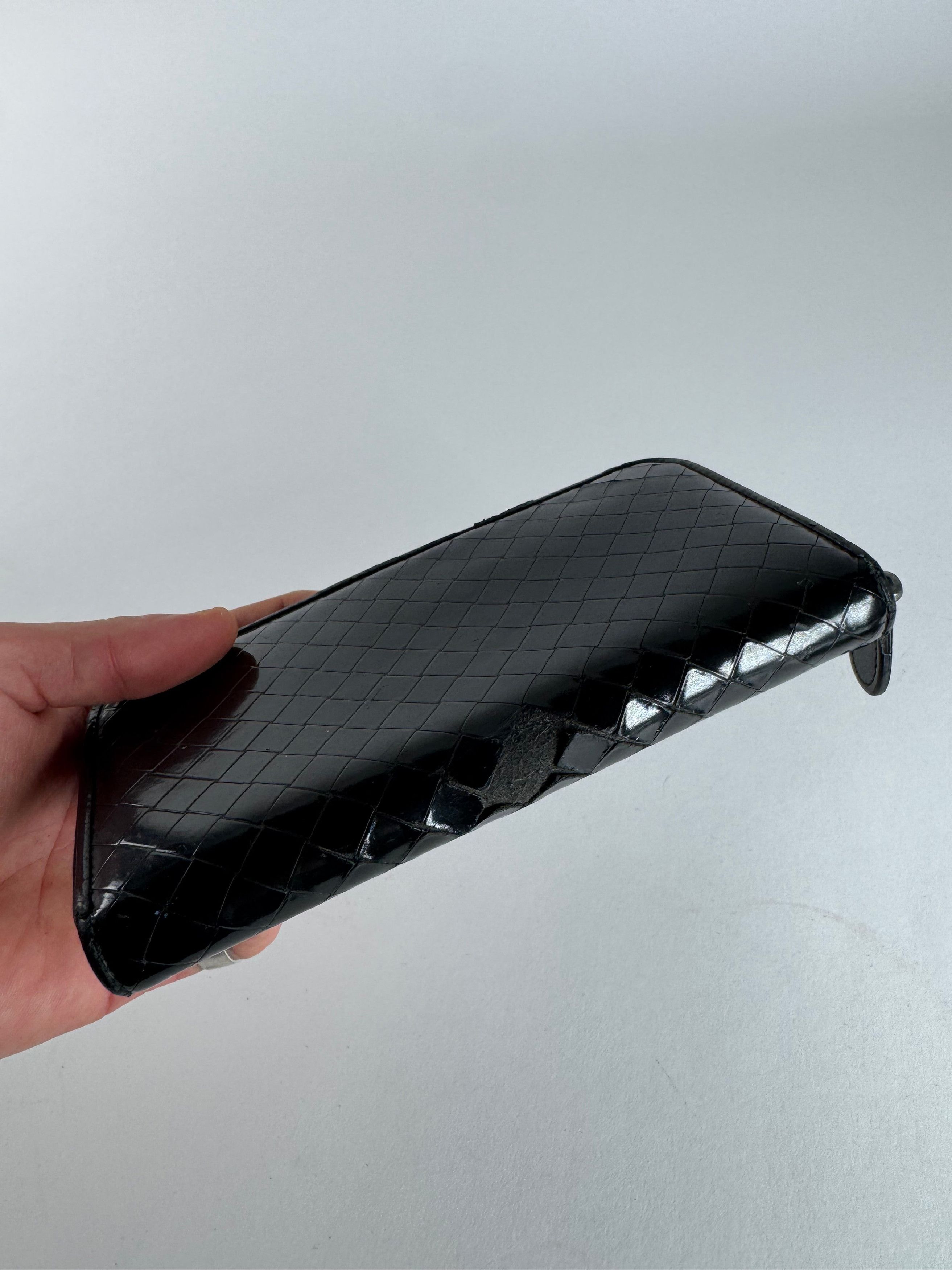 Bottega Veneta Vintage Intrecciato Leather Wallet Black zipper off Size ONE SIZE - 5 Thumbnail