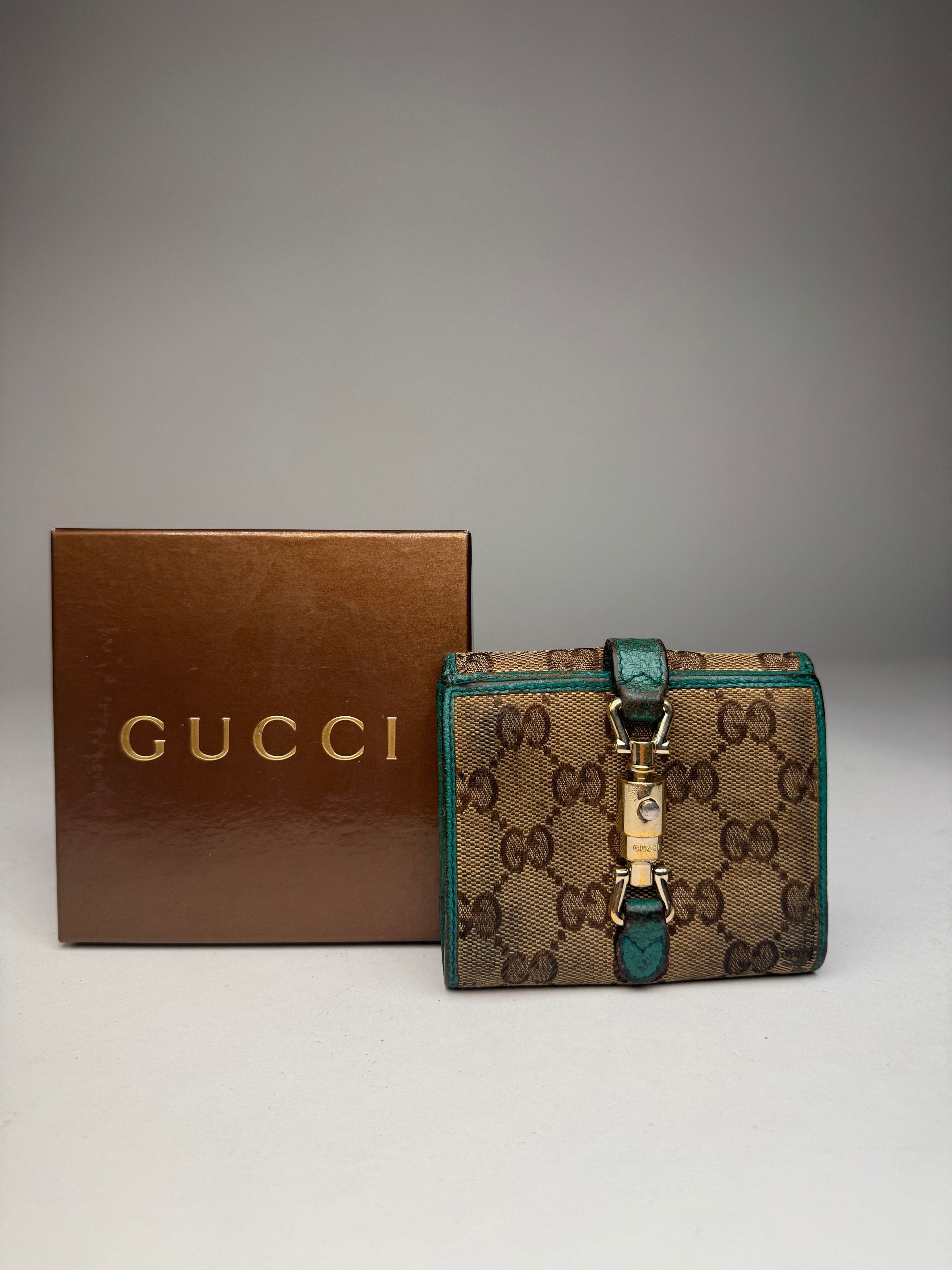 Gucci Vintage Monogram Jackie Wallet Brown Turquoise Size ONE SIZE - 3 Thumbnail