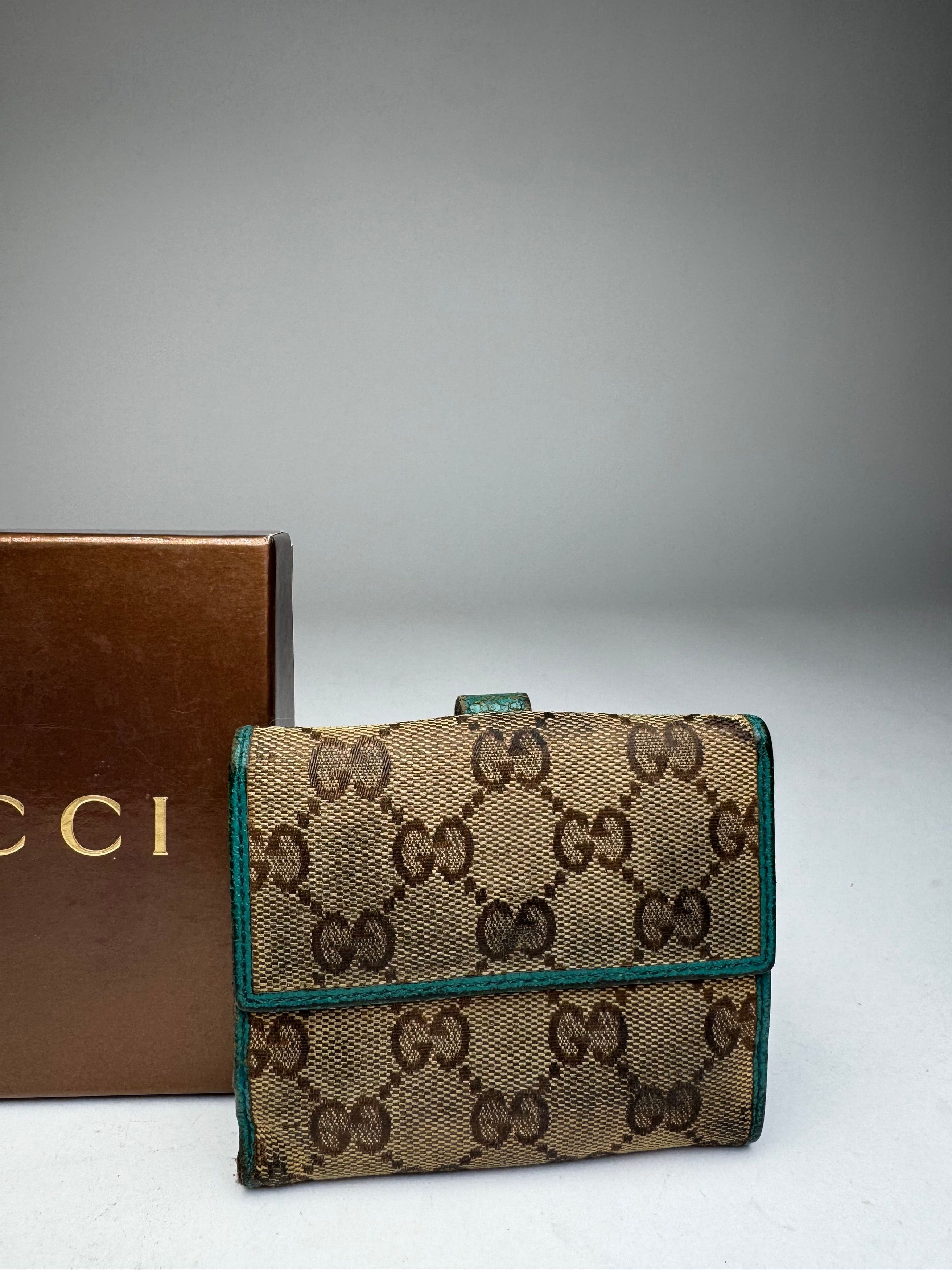 Gucci Vintage Monogram Jackie Wallet Brown Turquoise Size ONE SIZE - 5 Thumbnail
