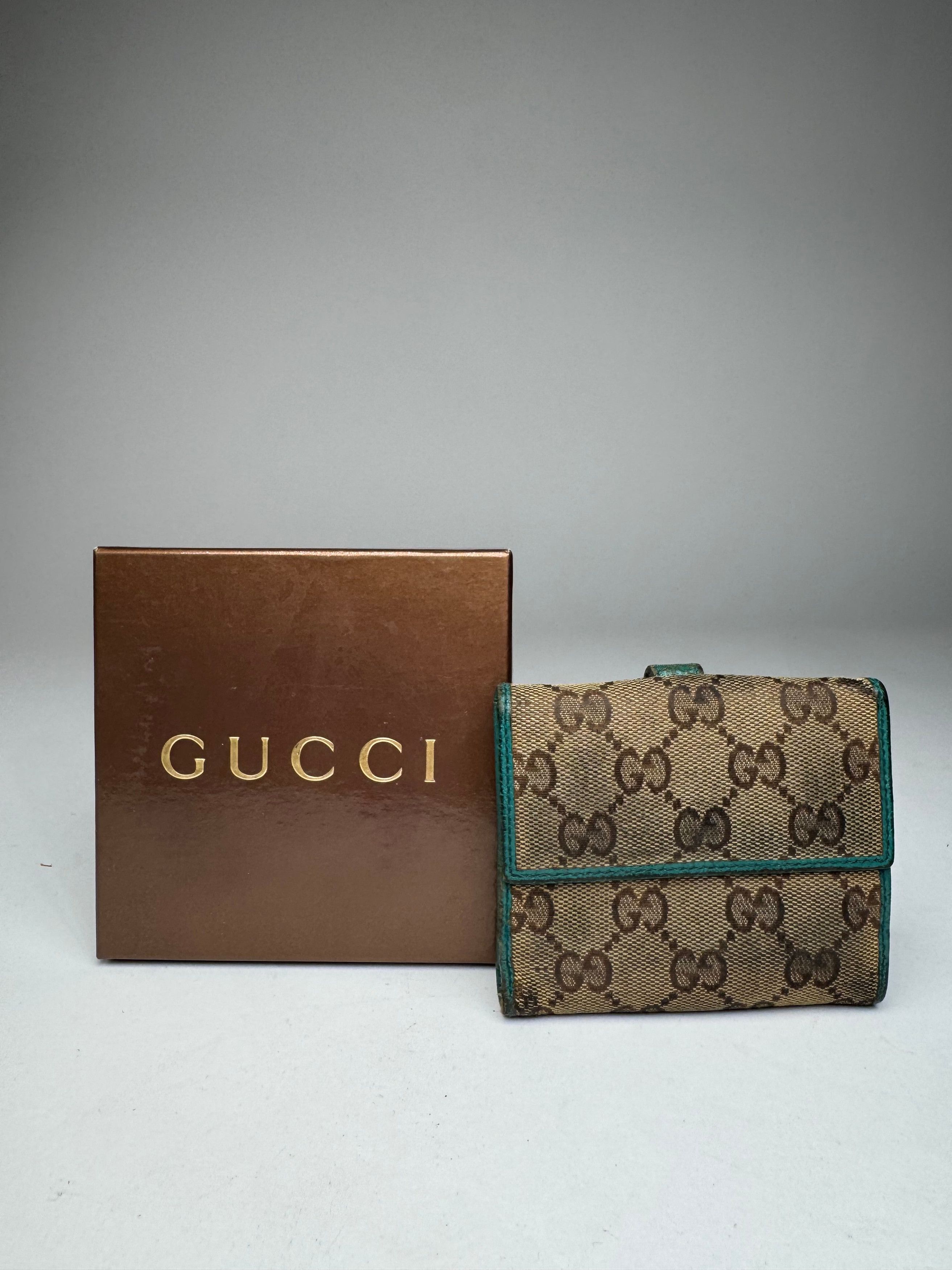 Gucci Vintage Monogram Jackie Wallet Brown Turquoise Size ONE SIZE - 2 Thumbnail