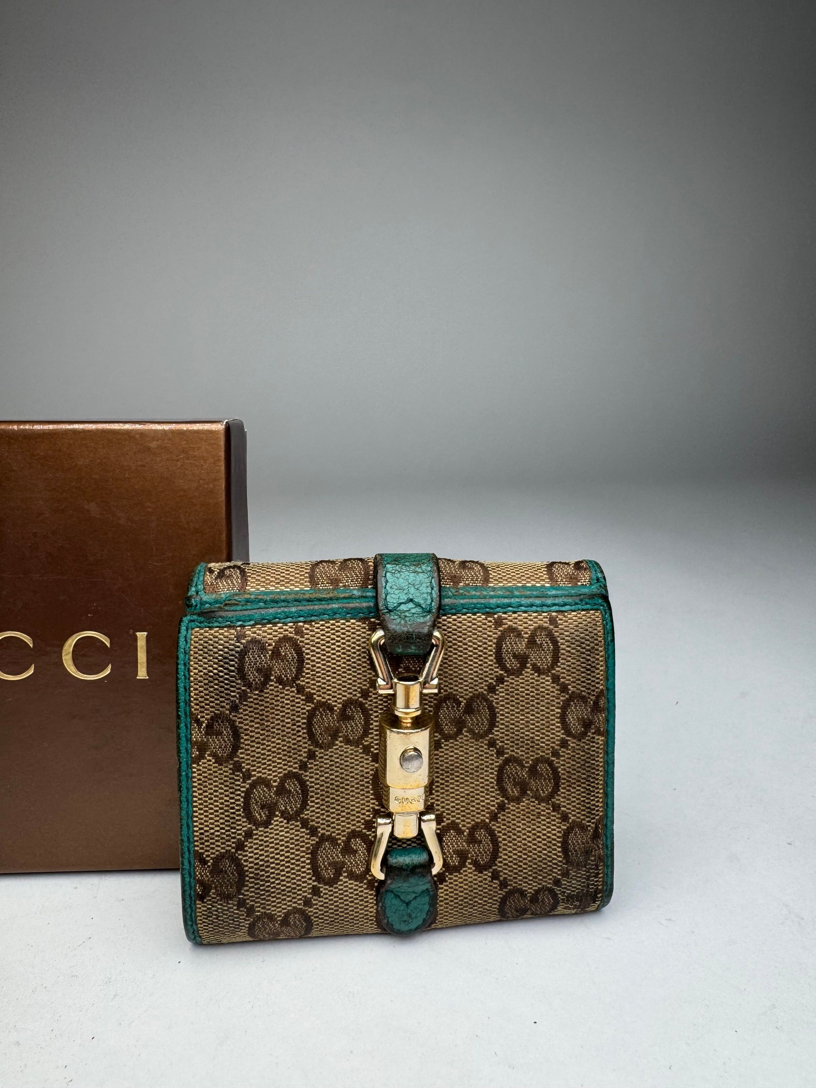 Gucci Vintage Monogram Jackie Wallet Brown Turquoise Size ONE SIZE - 4 Thumbnail