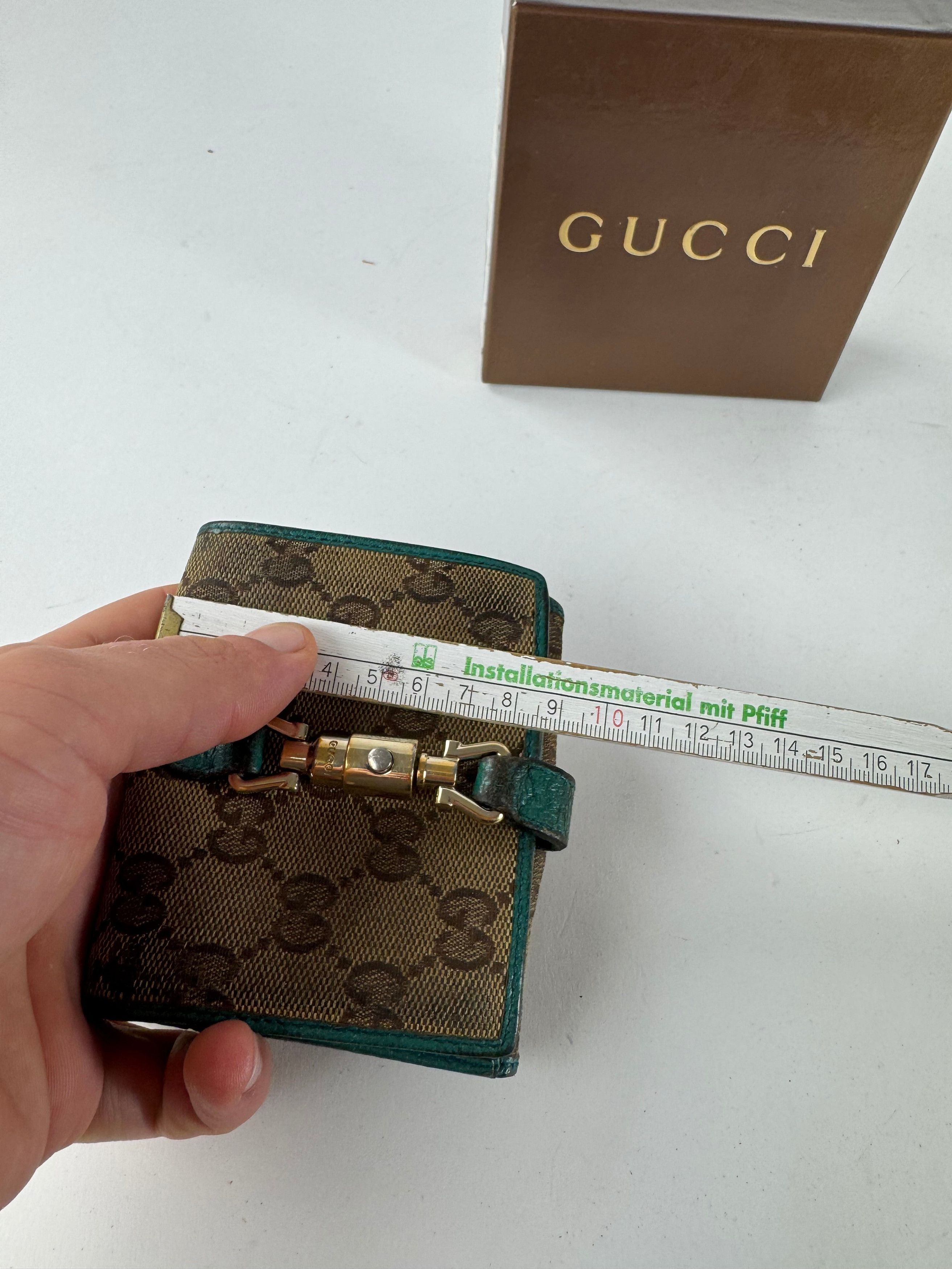Gucci Vintage Monogram Jackie Wallet Brown Turquoise Size ONE SIZE - 12 Thumbnail