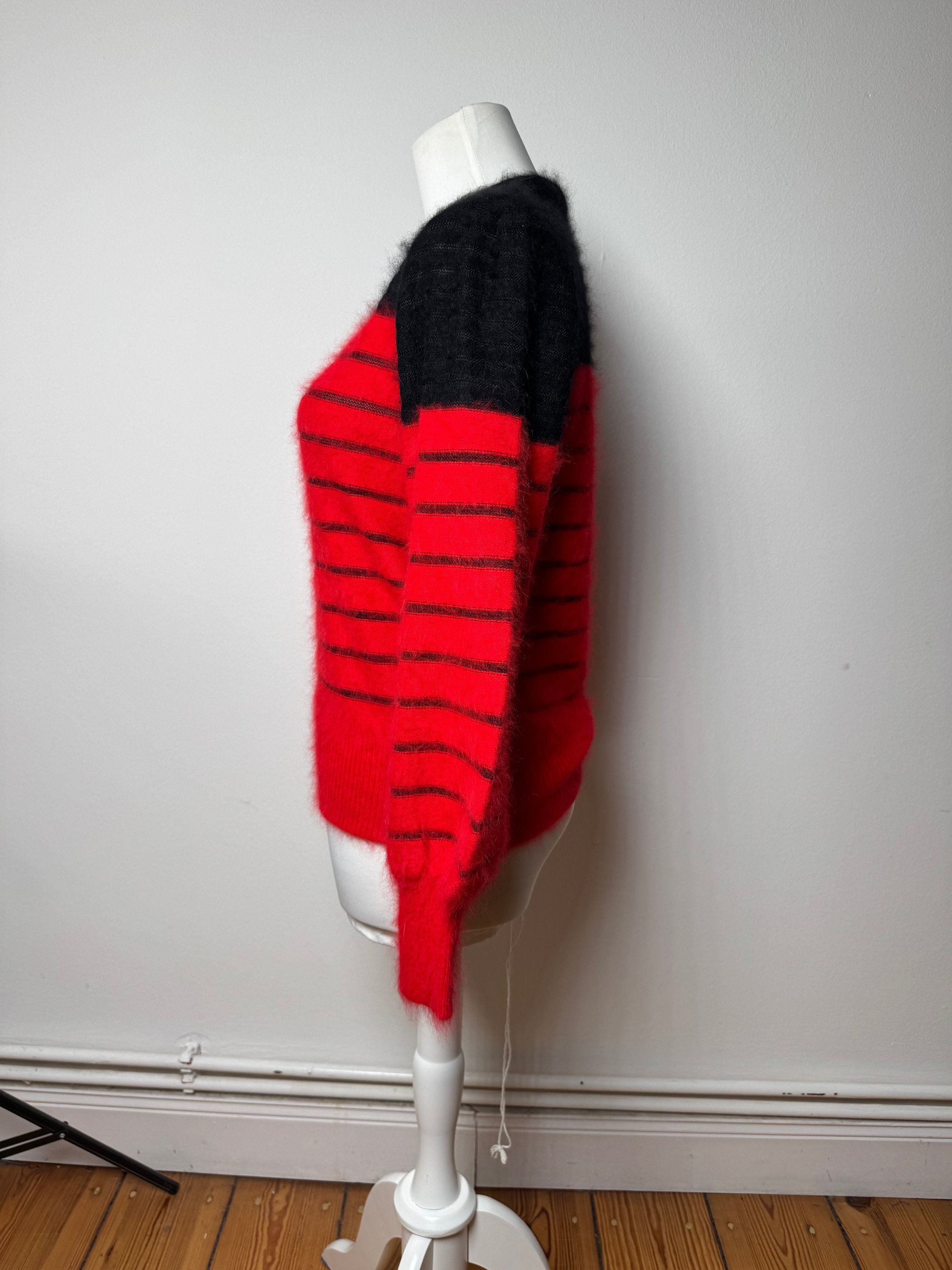 Dior Vintage Mohair Striped Sweater Black Red M Size M / US 6-8 / IT 42-44 - 3 Thumbnail