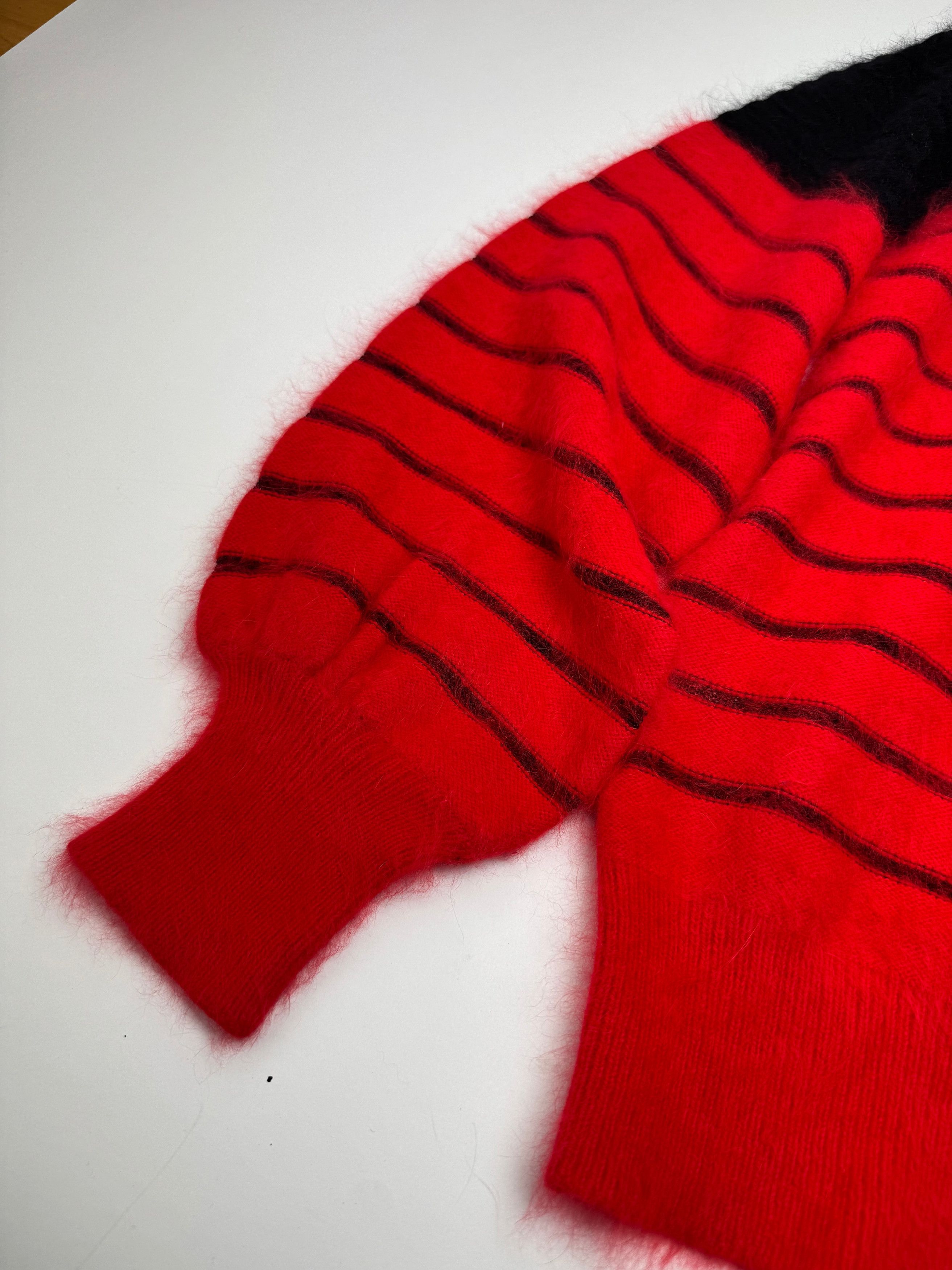 Dior Vintage Mohair Striped Sweater Black Red M Size M / US 6-8 / IT 42-44 - 8 Thumbnail