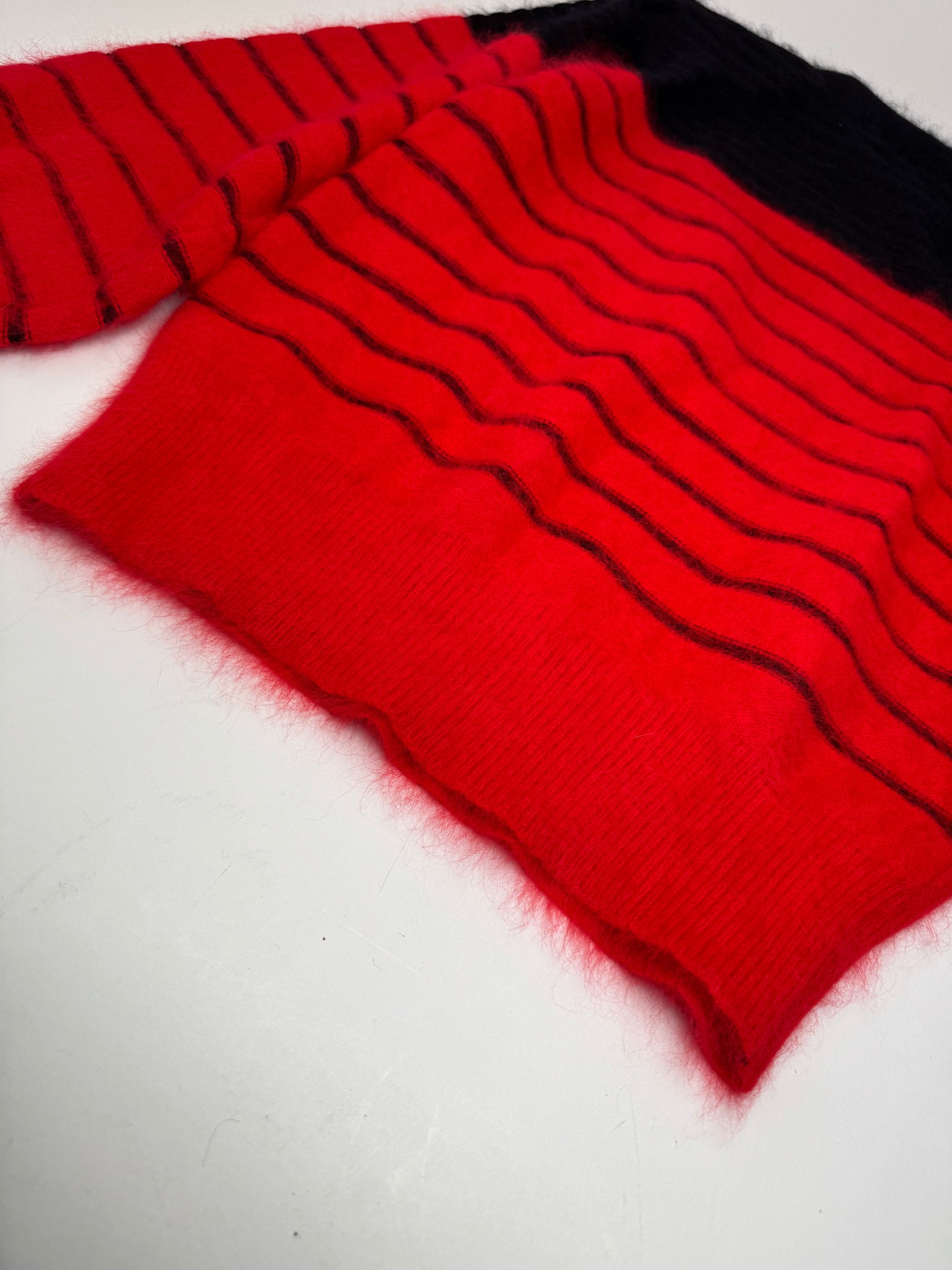 Dior Vintage Mohair Striped Sweater Black Red M Size M / US 6-8 / IT 42-44 - 11 Thumbnail