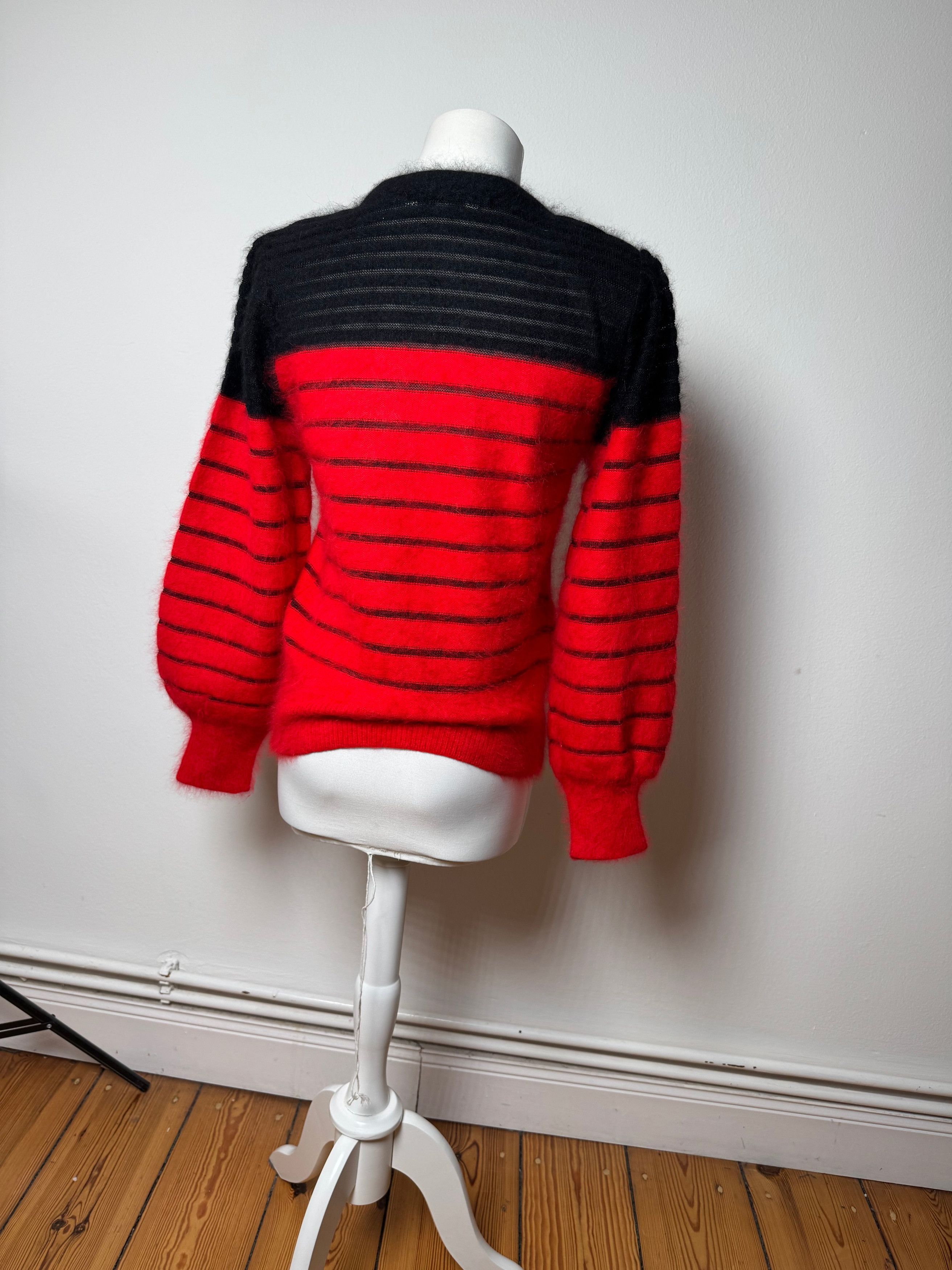 Dior Vintage Mohair Striped Sweater Black Red M Size M / US 6-8 / IT 42-44 - 4 Thumbnail