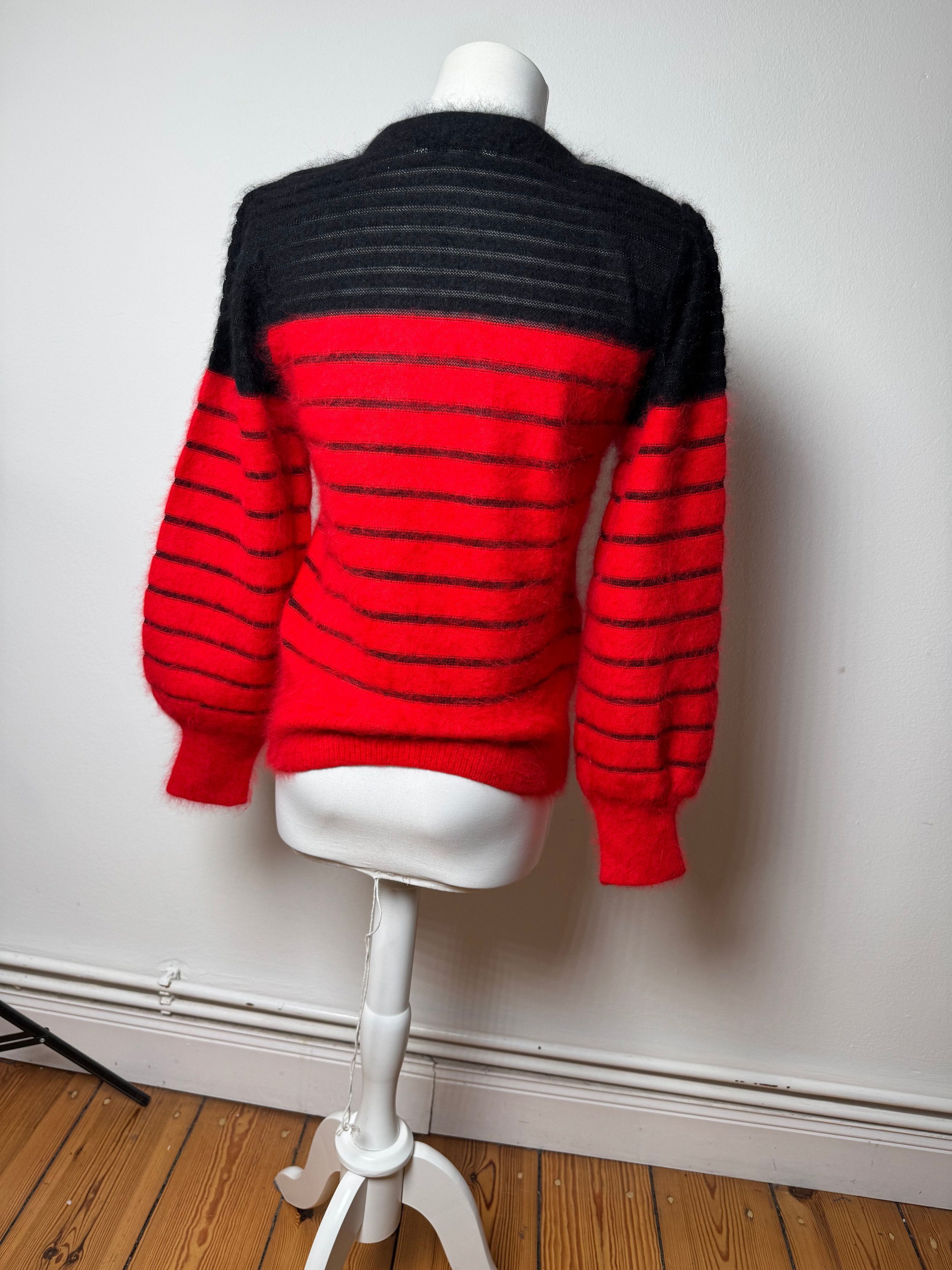 Dior Vintage Mohair Striped Sweater Black Red M Size M / US 6-8 / IT 42-44 - 14 Thumbnail