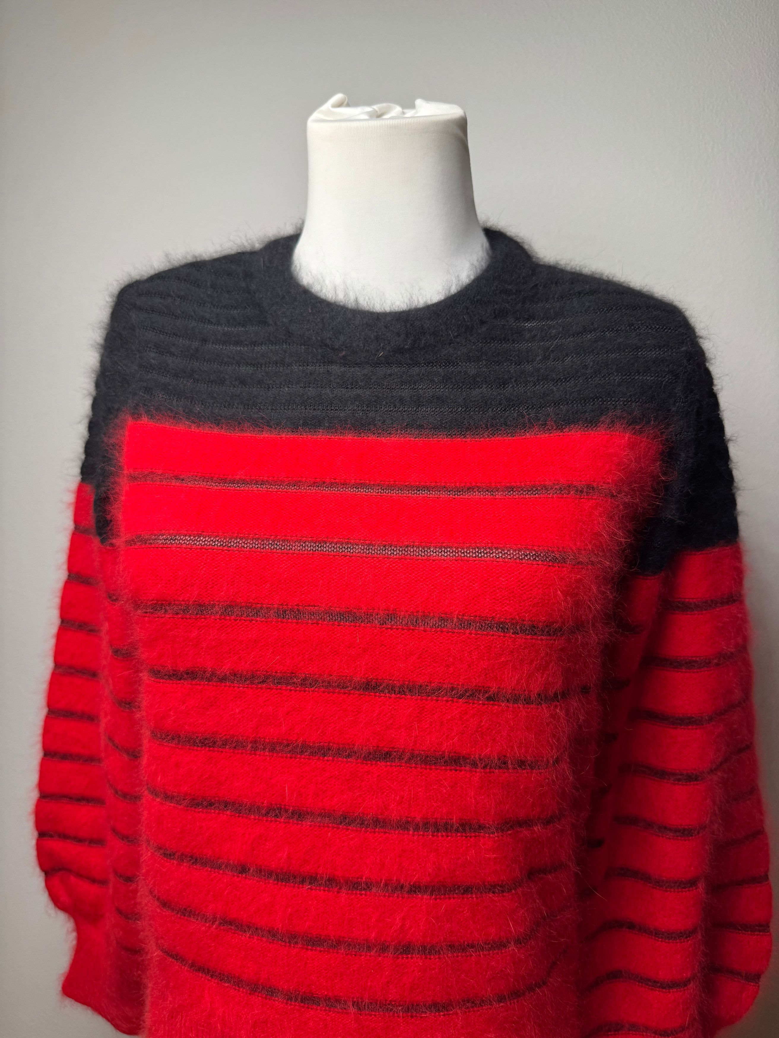 Dior Vintage Mohair Striped Sweater Black Red M Size M / US 6-8 / IT 42-44 - 7 Thumbnail
