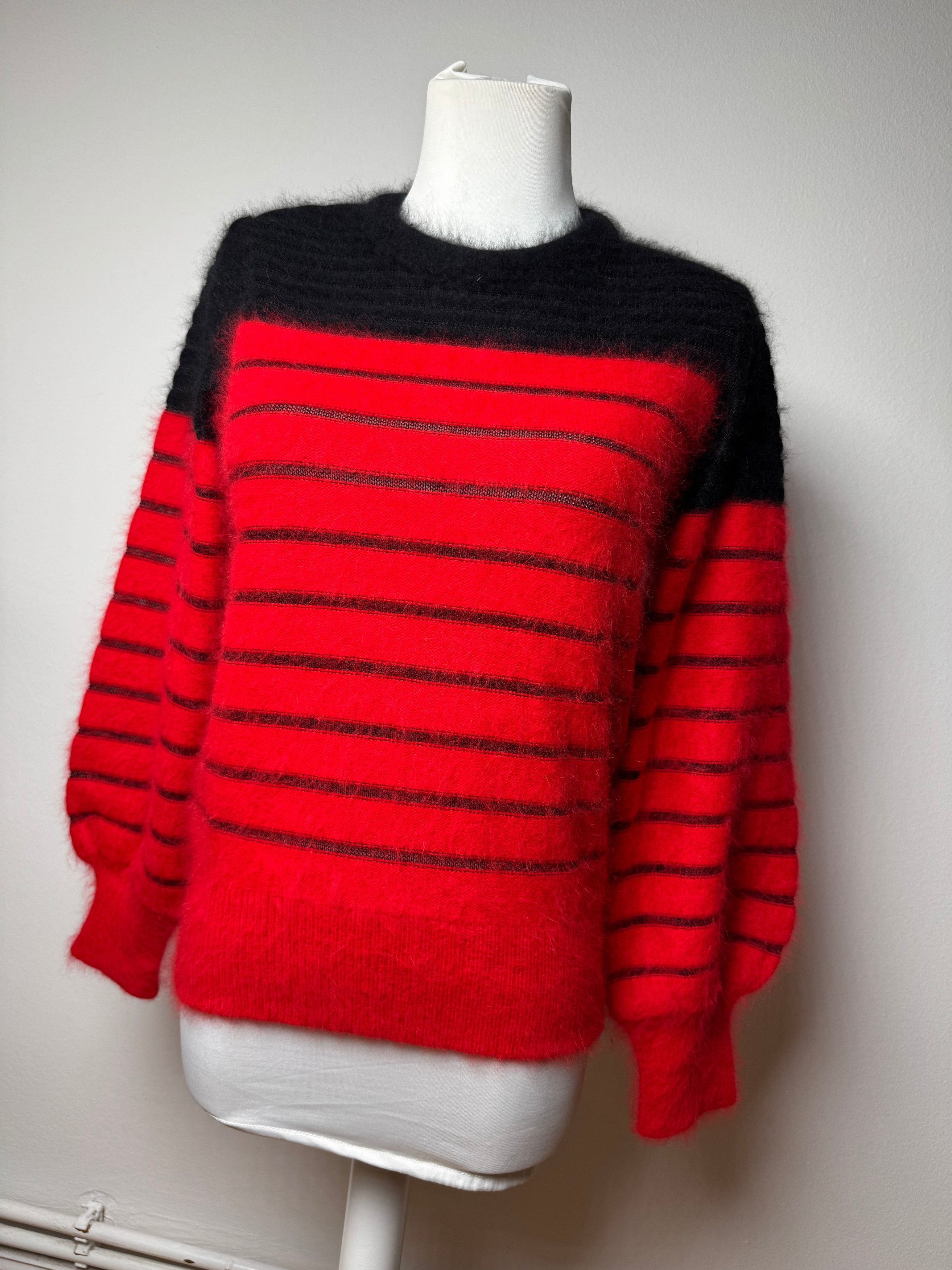Dior Vintage Mohair Striped Sweater Black Red M Size M / US 6-8 / IT 42-44 - 13 Thumbnail