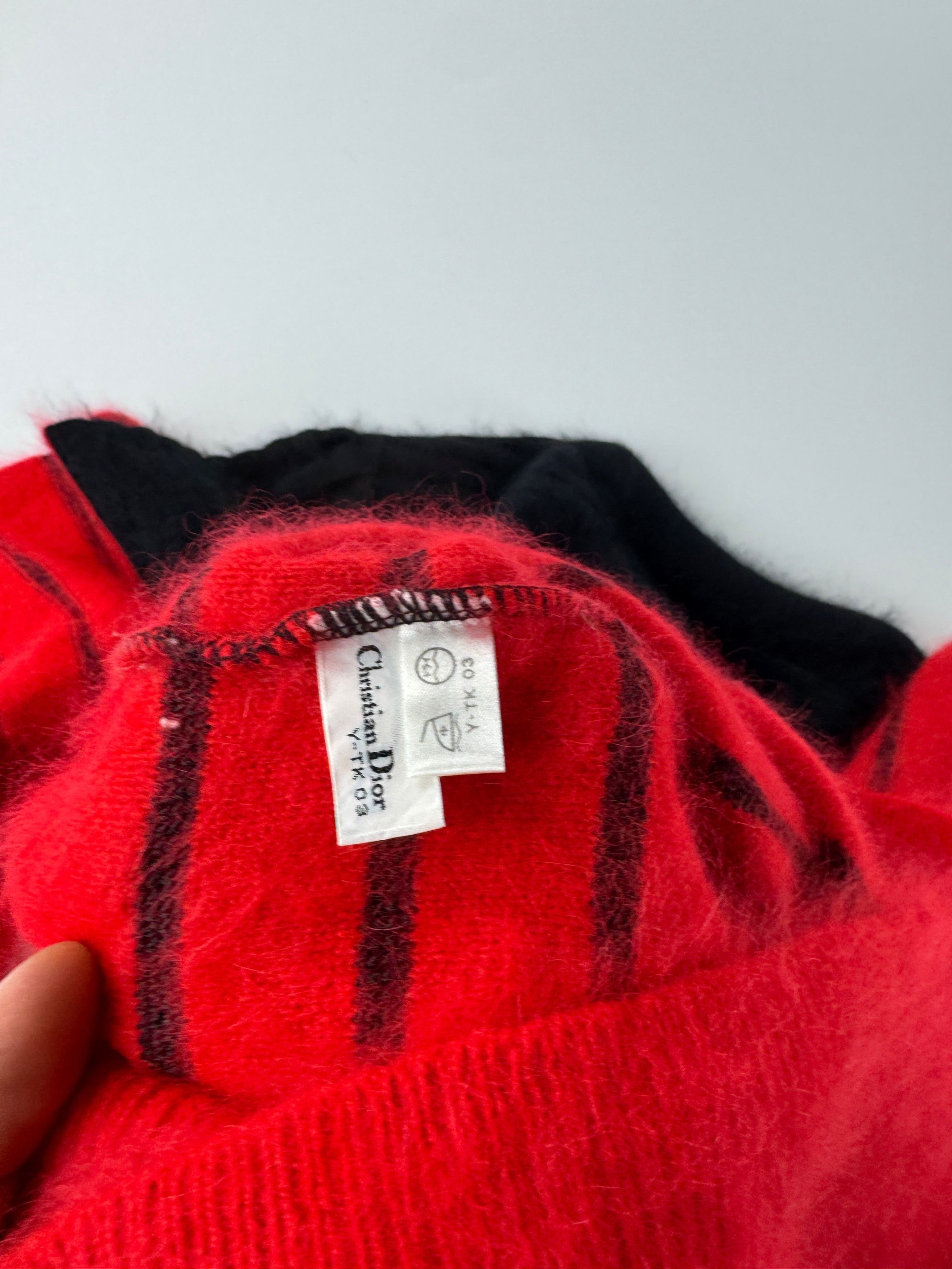 Dior Vintage Mohair Striped Sweater Black Red M Size M / US 6-8 / IT 42-44 - 12 Thumbnail